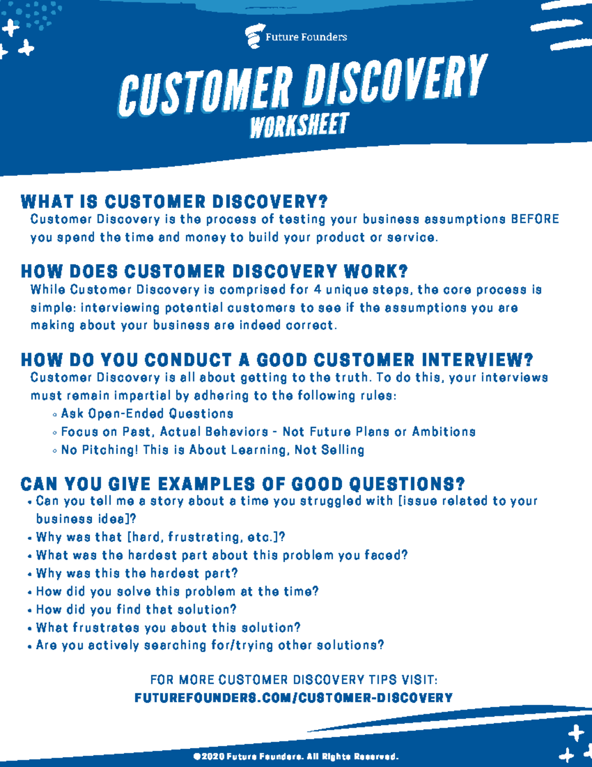 Heres Your Customer Discovery Worksheet - CUSTOMER DISCOVERYCUSTOMER ...