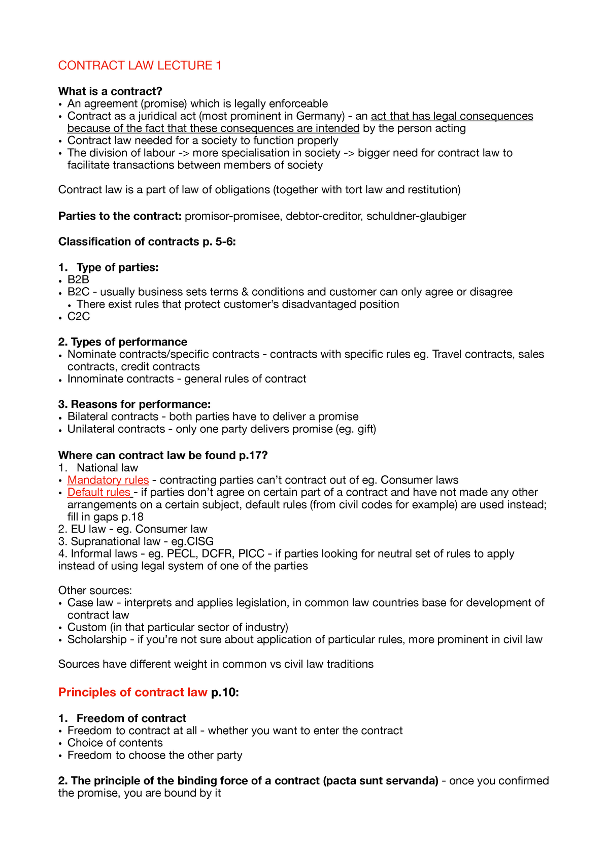 Obligations And Contract Law I Notes All Lectures - CONTRACT LAW ...