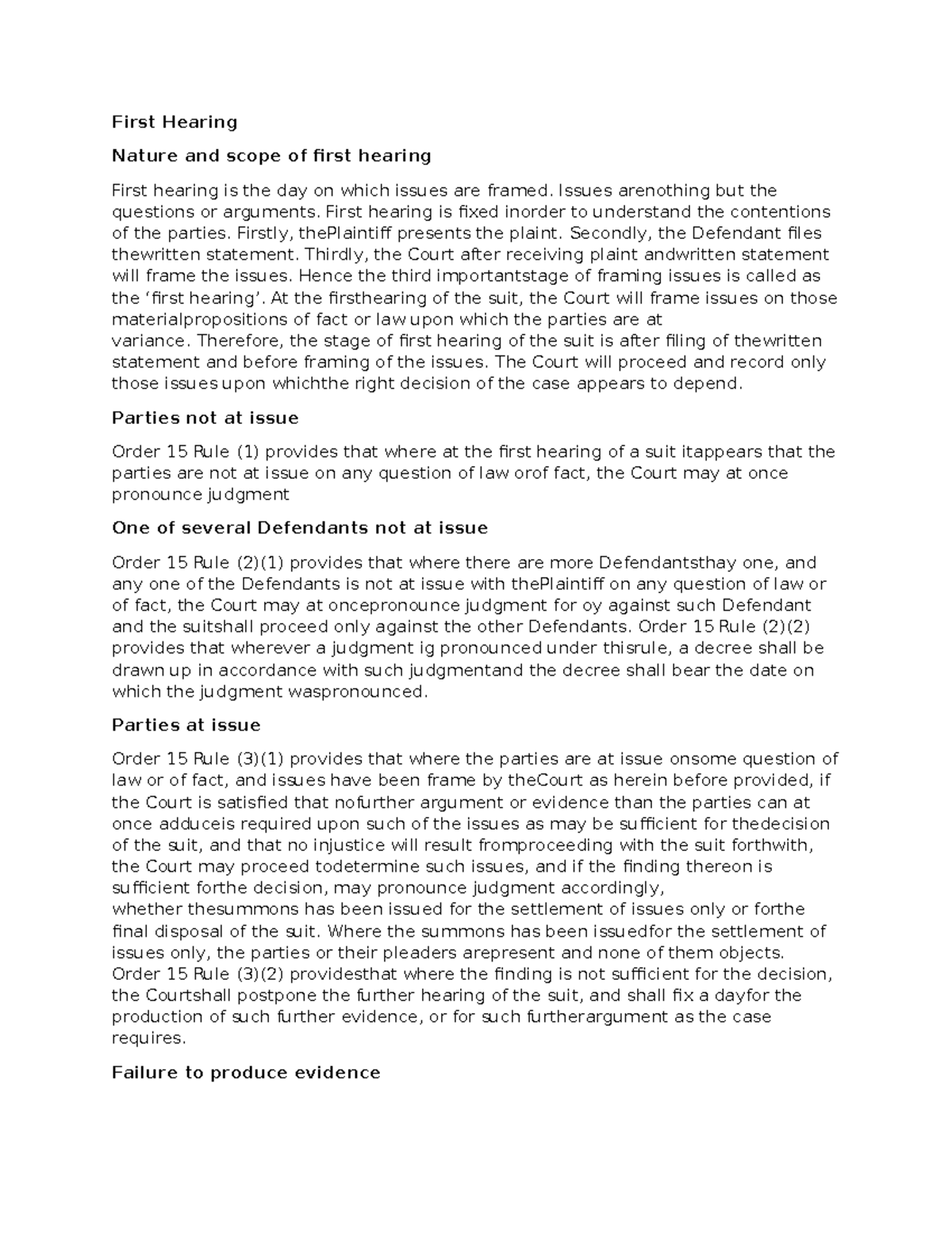 First Hearing and Framing of issues - First Hearing Nature and scope of ...