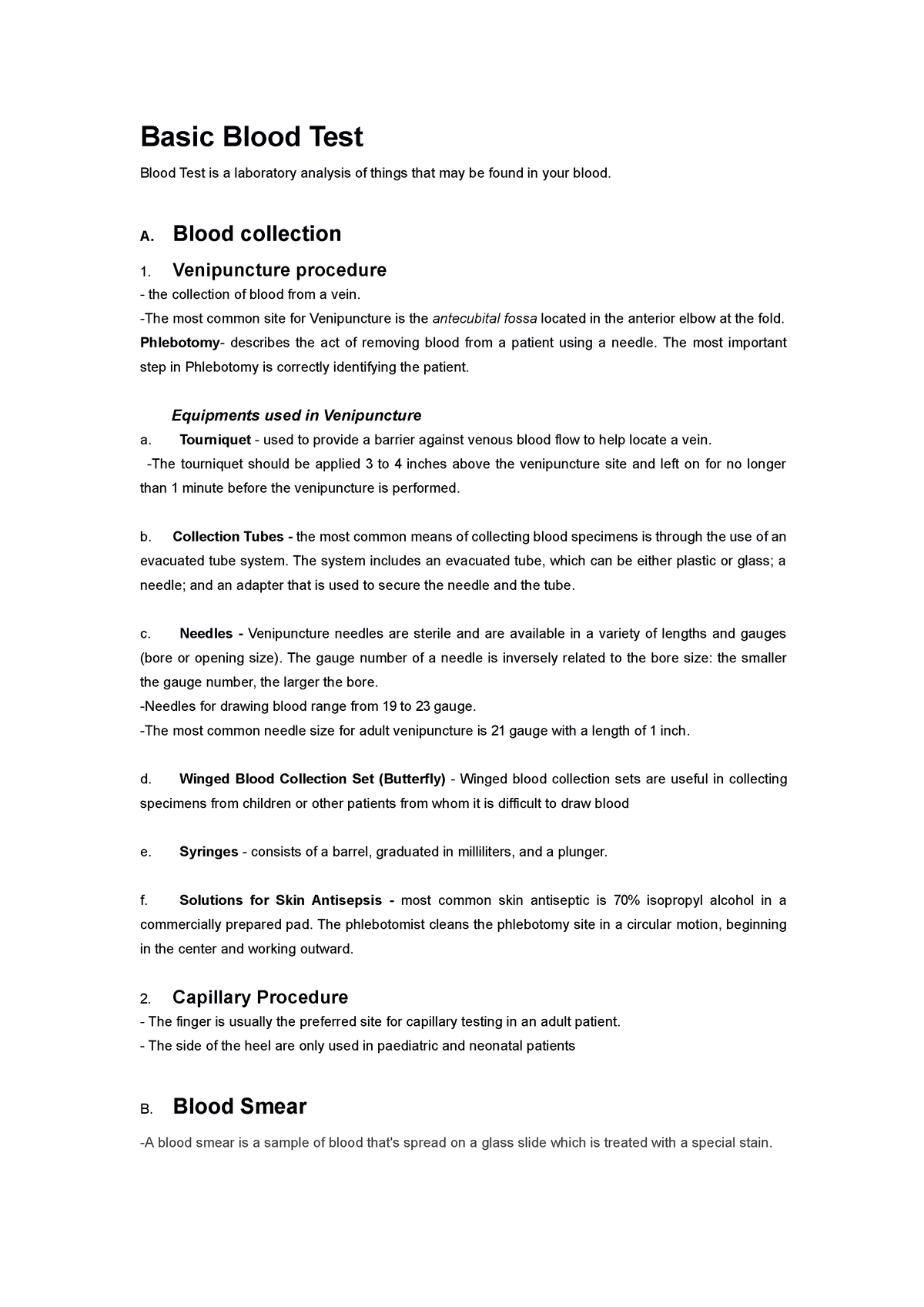 Lab Module 10 Basic Blood Test - Basic Blood Test Blood Test Is A ...