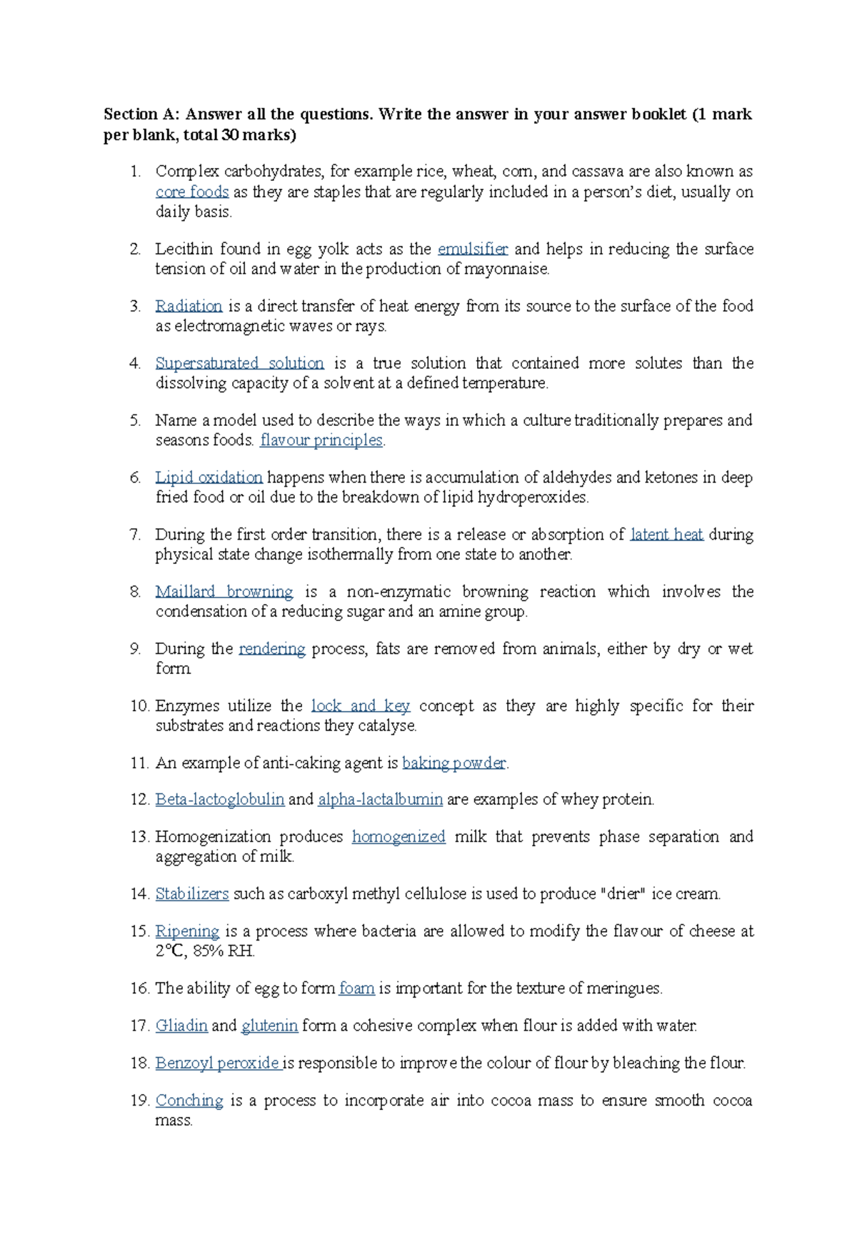 2015 Exam Paper - Section A: Answer all the questions. Write the answer ...