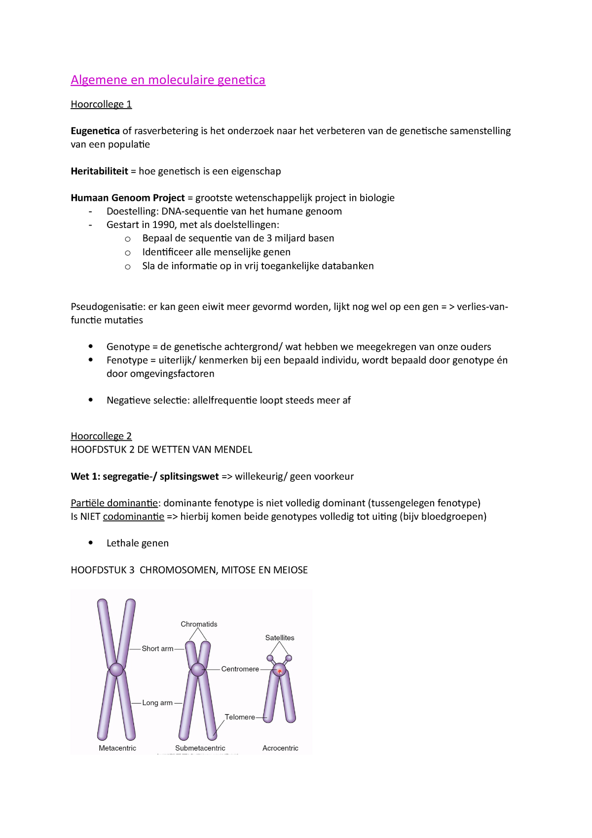 Algemene En Moleculaire Genetica - Algemene En Moleculaire Genetica ...