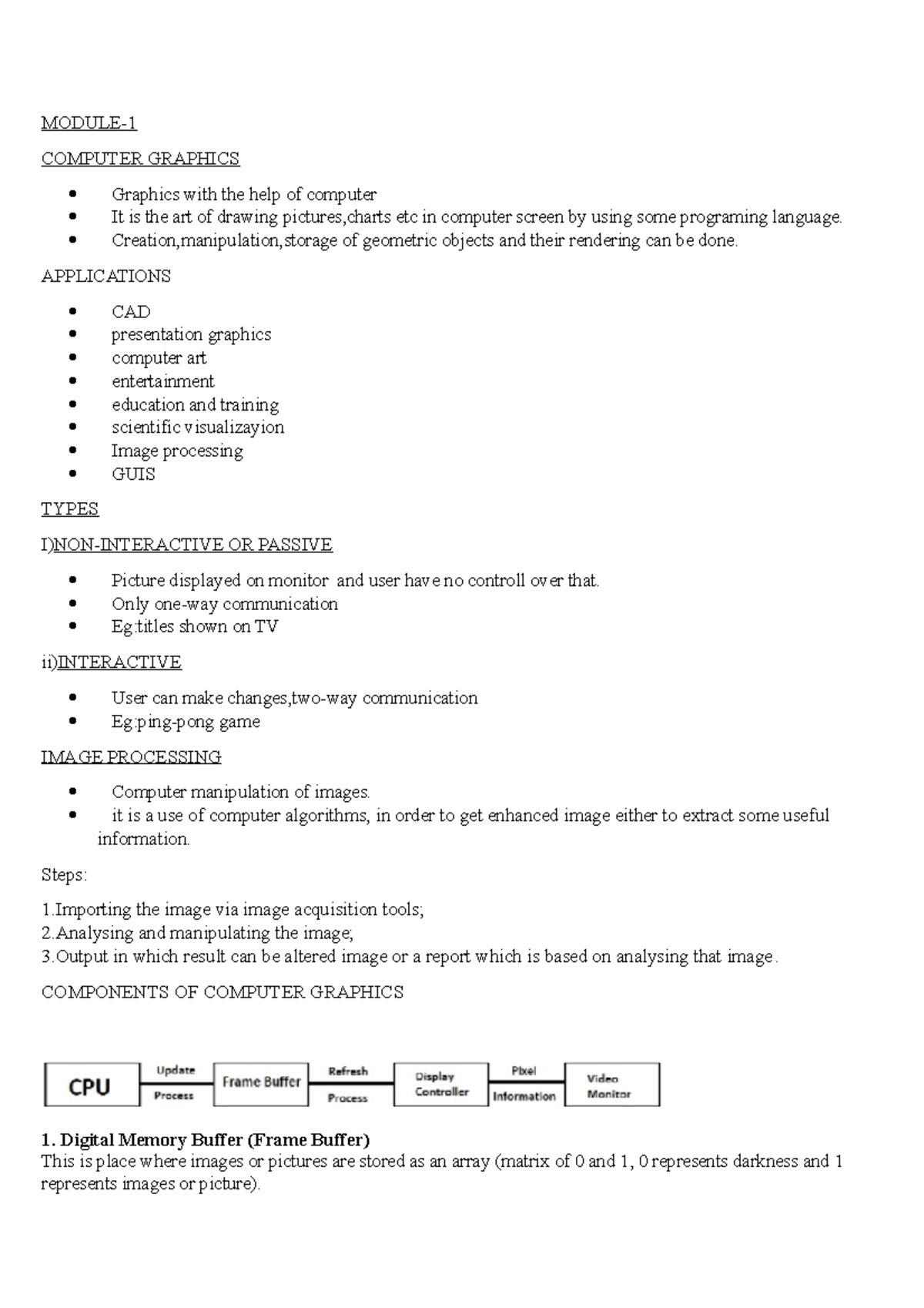 Cg1 - COMPUTER GRAPHICS NOTES ON TOPIC-RASTER AND RANDOM SCAN,COLOR CRT ...