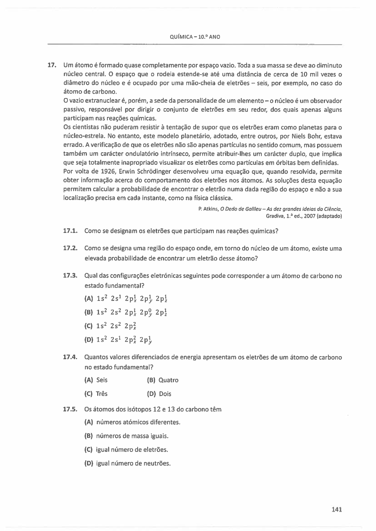 Exerc Cios De Ano Parte Qu Mica And Um Atomo E Formado Quase Completamente Por