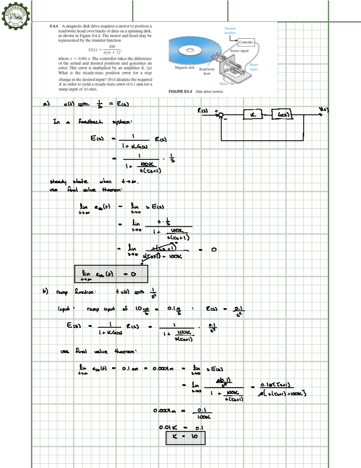 ECE 360 A3 - control systems - a) ult 5 = R(s) R(S) YLs) -D 3 In a ...