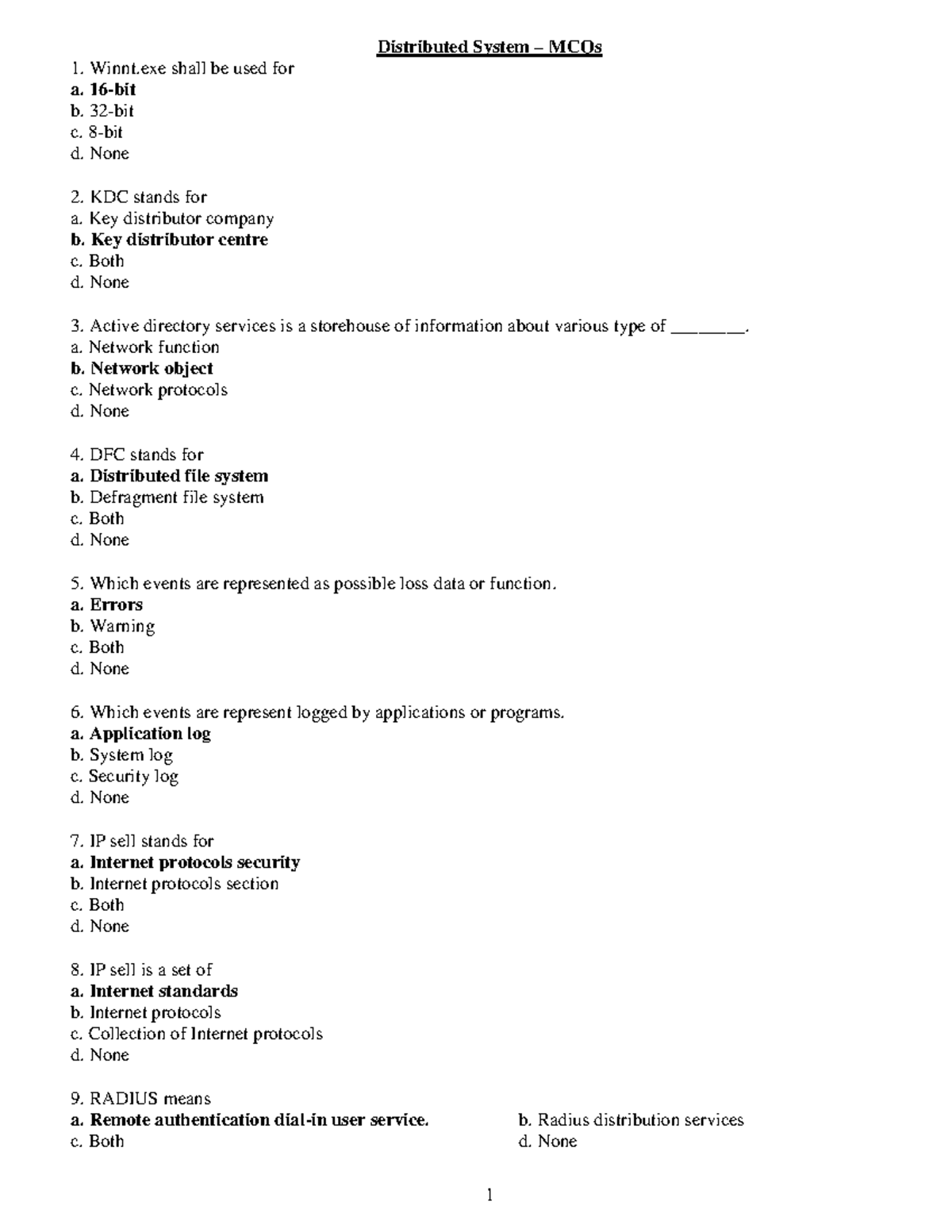 Distributed-Systems-MCQs.pdf - Distributed System – MCQs Winnt shall be ...