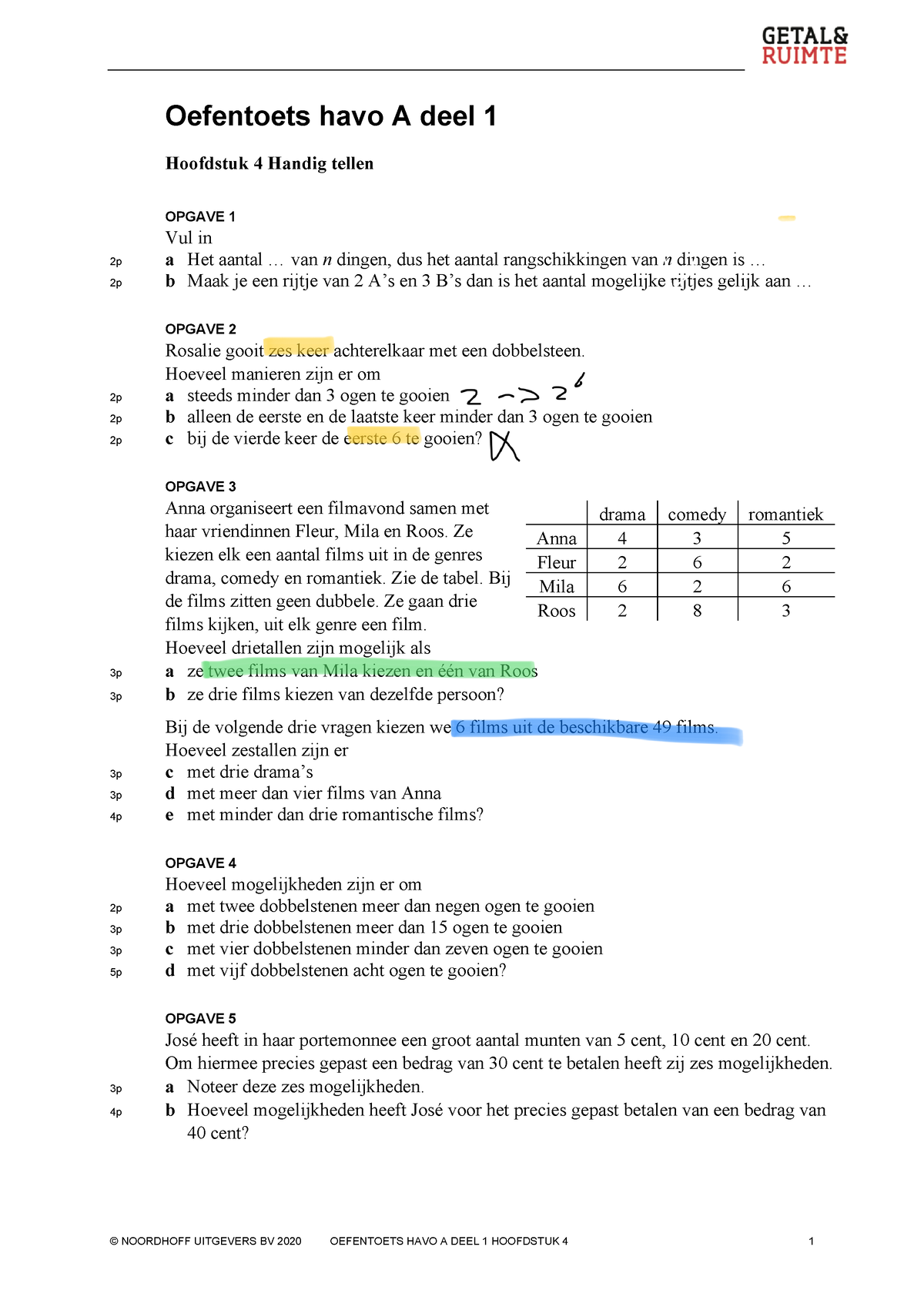 Oefentoets H4 - © NOORDHOFF UITGEVERS BV 2020 OEFENTOETS HAVO A DEEL 1 ...