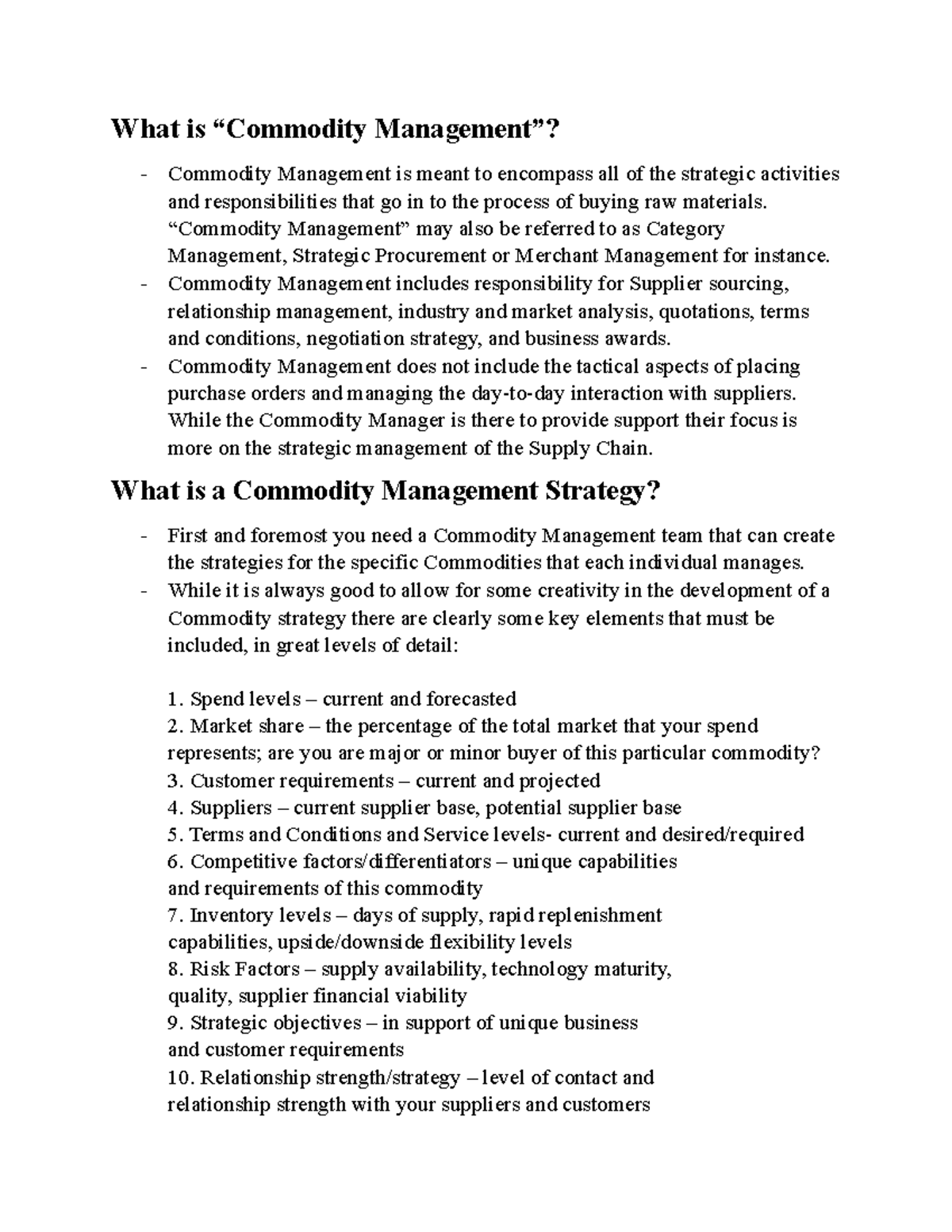SCM301 - adadad - What is “Commodity Management”? Commodity Management ...