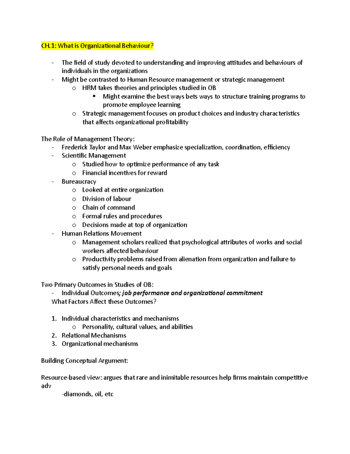 Adms 2400 Ch.1 Notes - Textbook, practice cases, and lecture materials ...