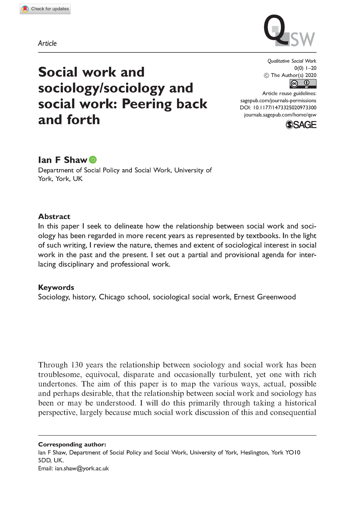 social work extended essay