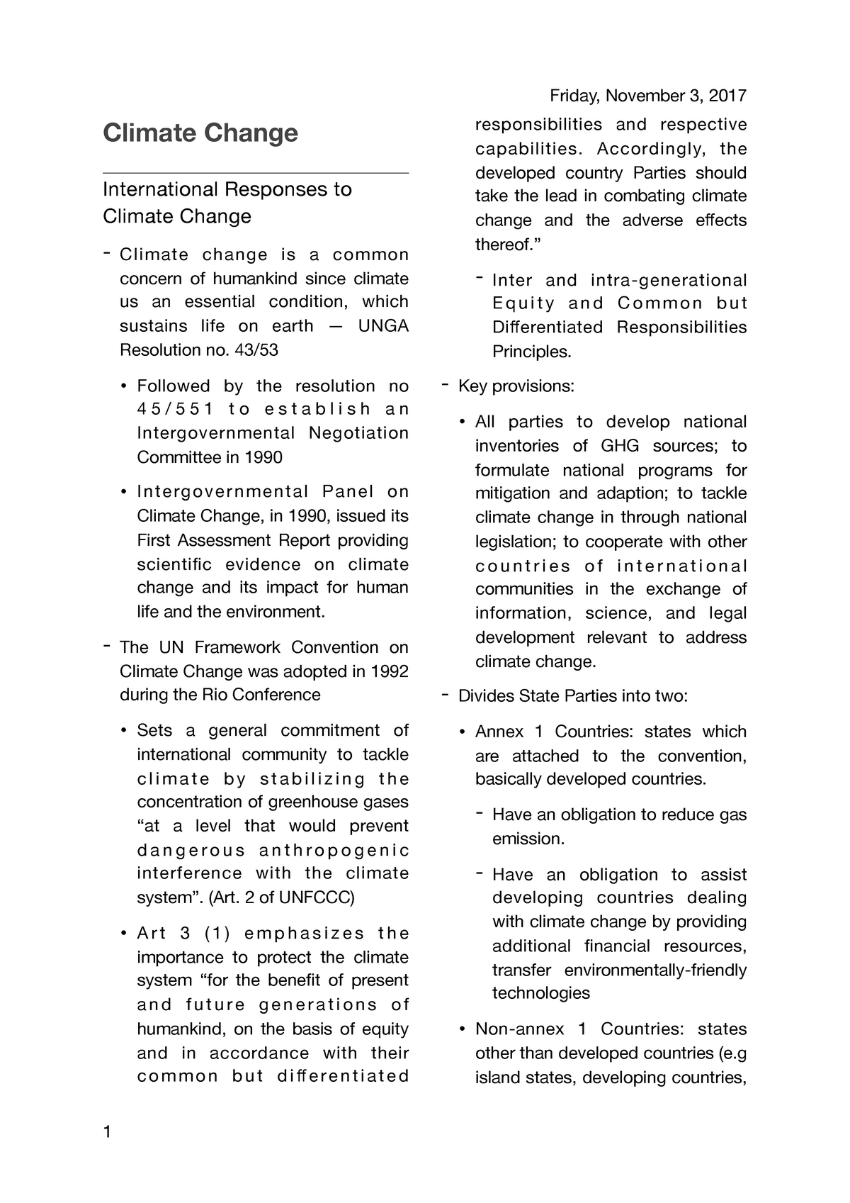 Climate Change - Lecture Notes 3 - Friday, November 3, 2017 Climate ...