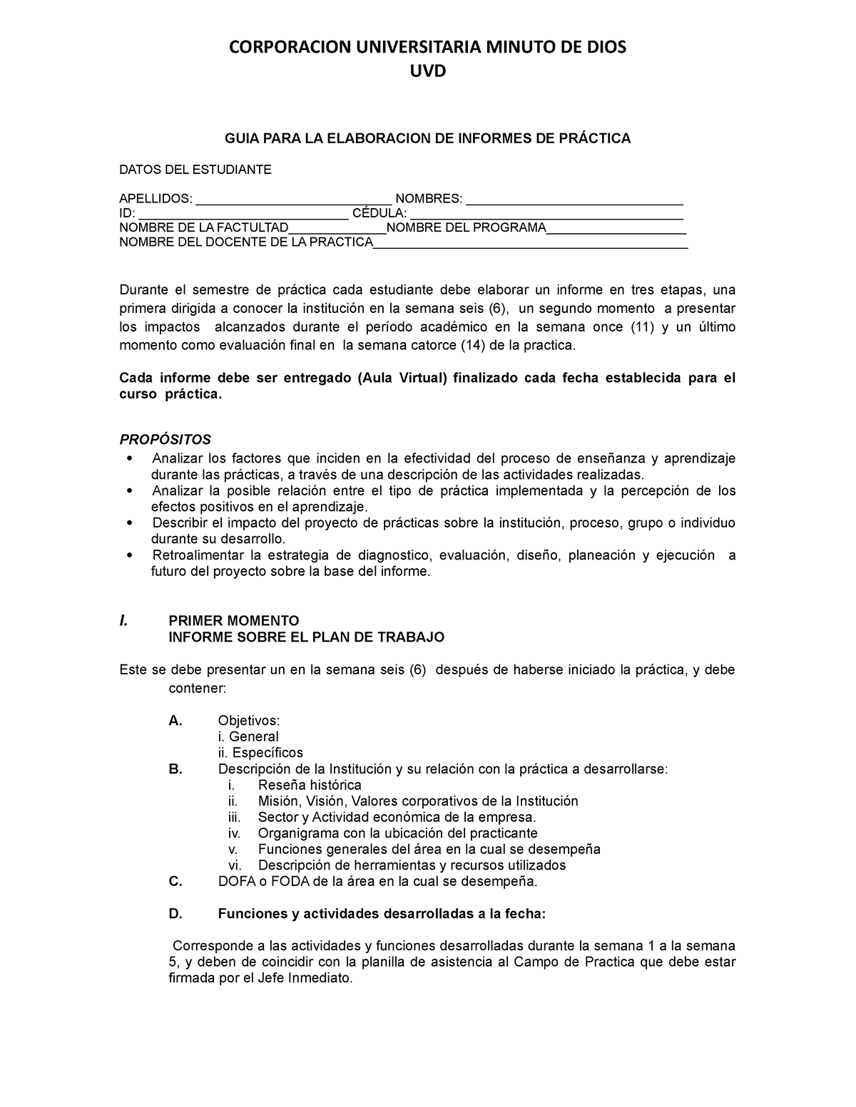 Formato De Informe De Practica Profesional 2 Uvd Guia Para La Elaboracion De Informes De 8487