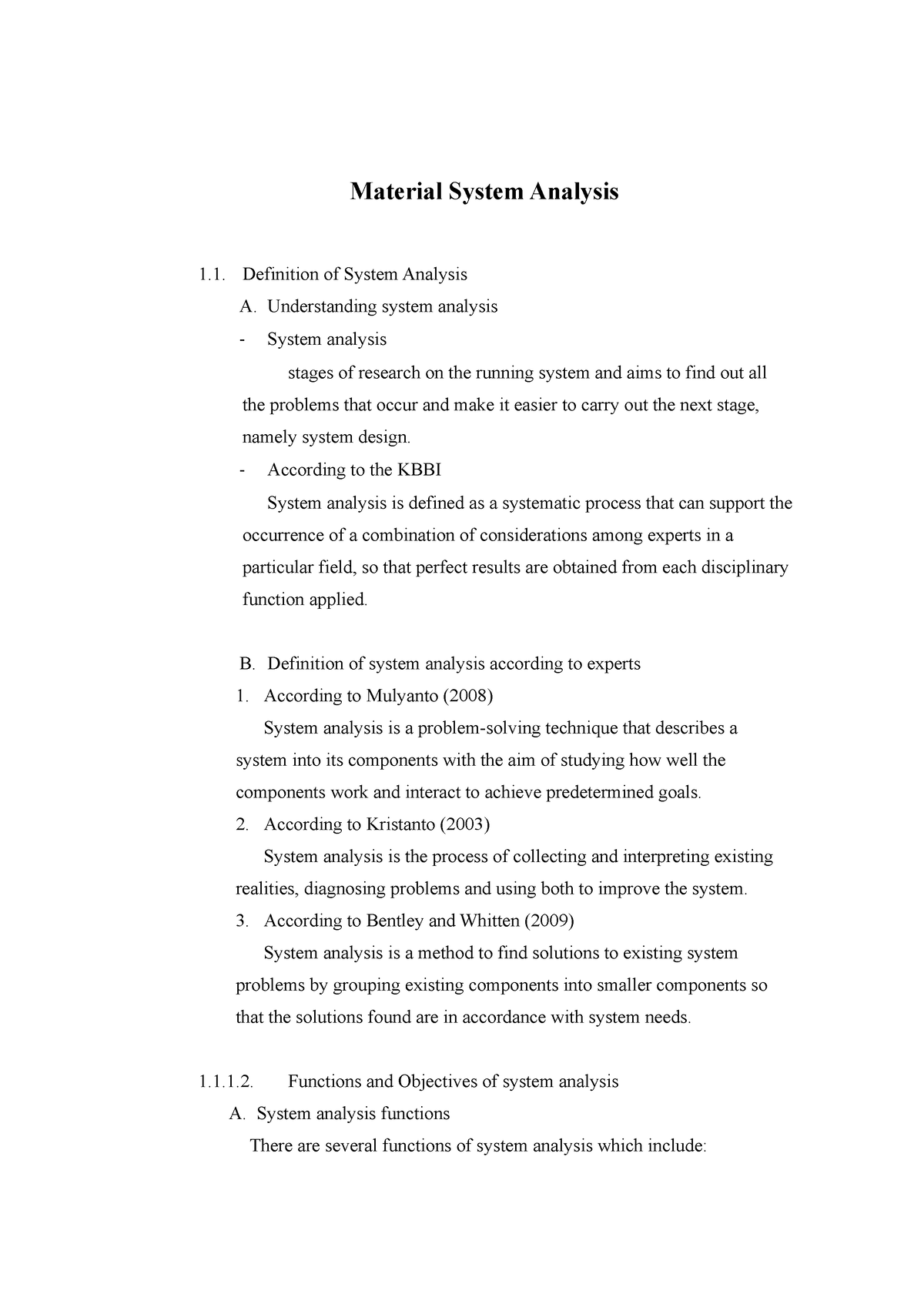 Material System Analysis - Material System Analysis Definition of ...