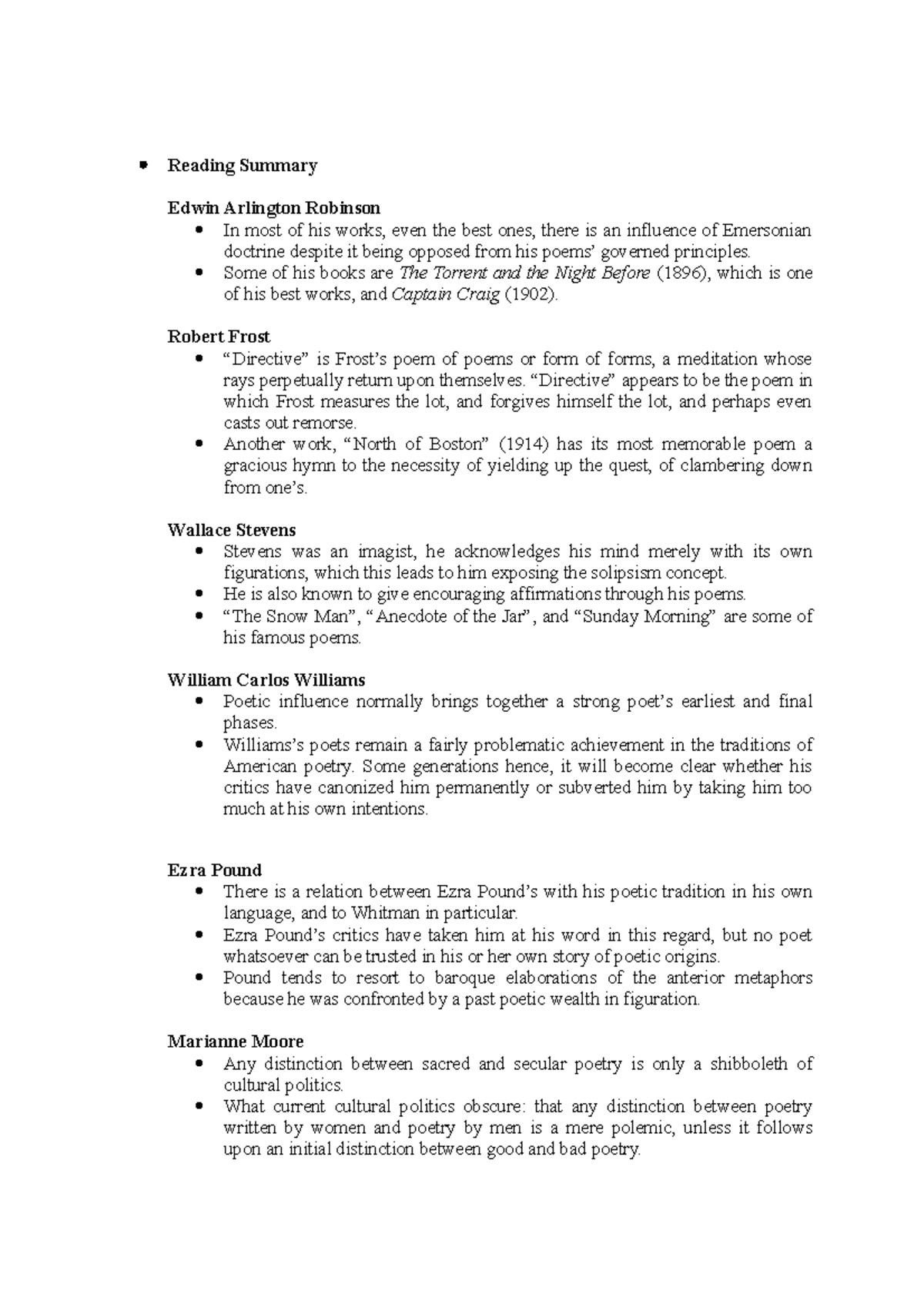 Poetry Group Assignment Reading Summary Edwin Arlington Robinson In Poetry Group Assignment Reading Summary Edwin Arlington Robinson In