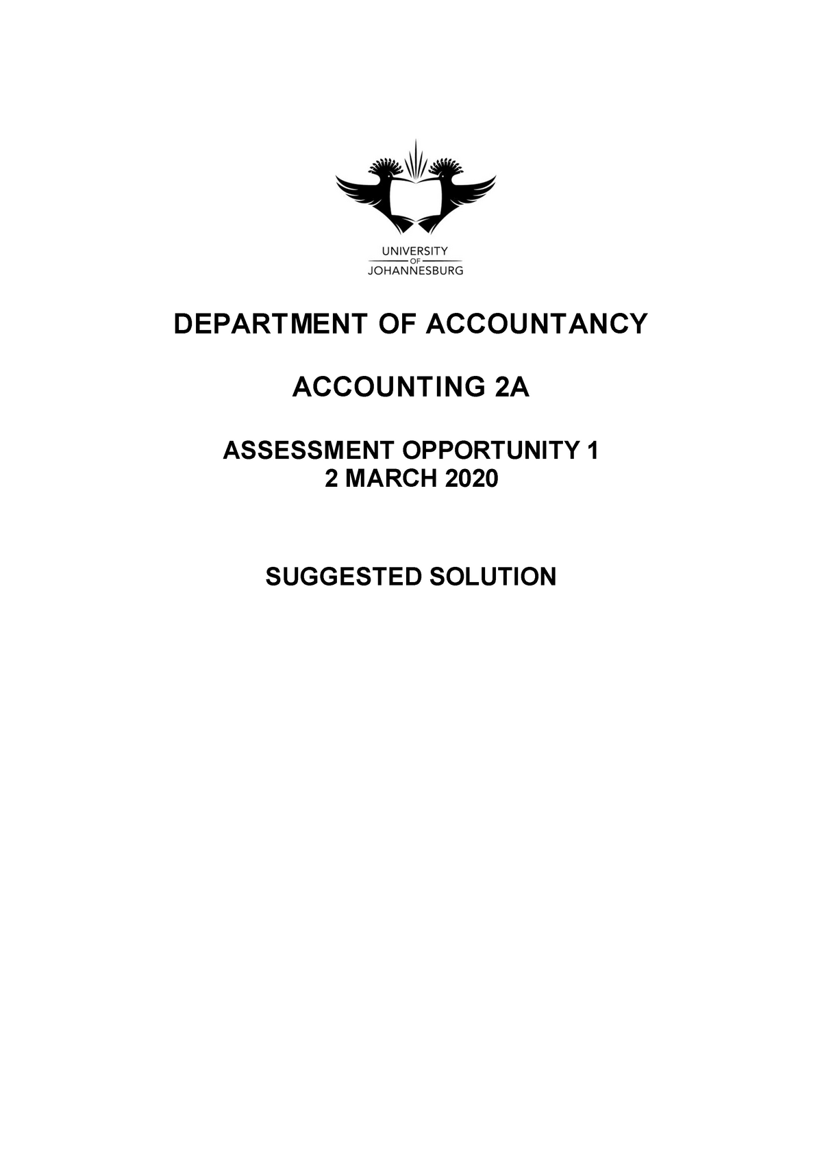 AO1-2 March 2020(IIA) Solution - DEPARTMENT OF ACCOUNTANCY ACCOUNTING ...