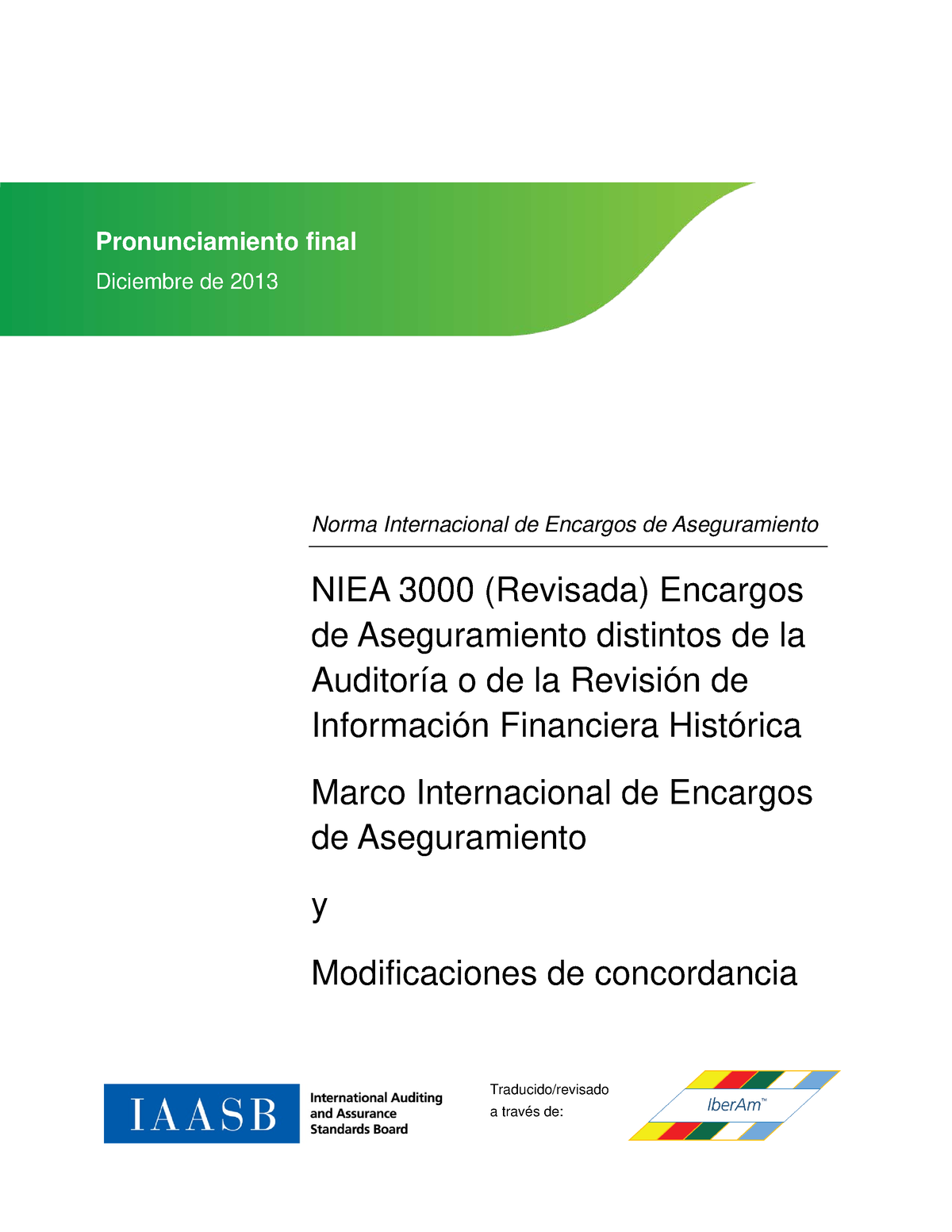 ISAE300022052018  Auditoría  Traducido/revisado a través de