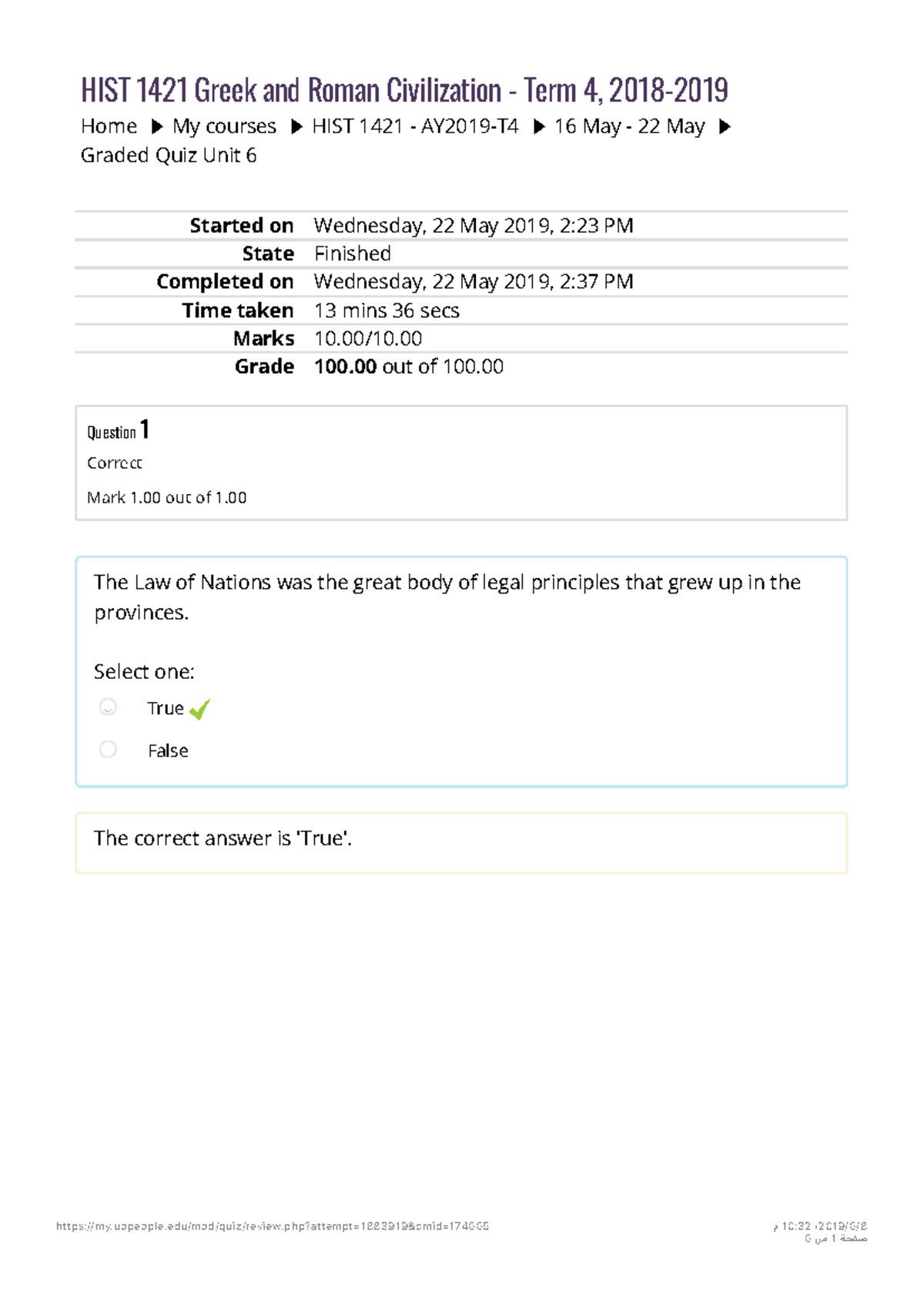 Graded Quiz Unit 6-3 - Home My Courses HIST 1421 - AY2019-T4 16 May ...