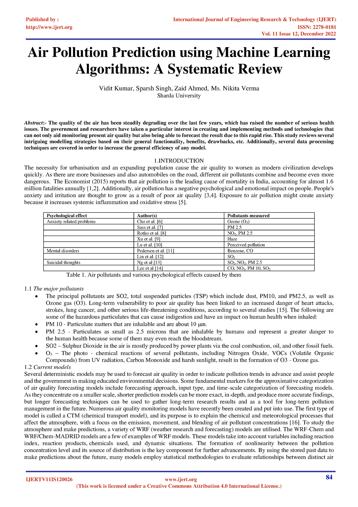 Air Pollution Prediction Using Machine Learning Algorithms A Systematic ...