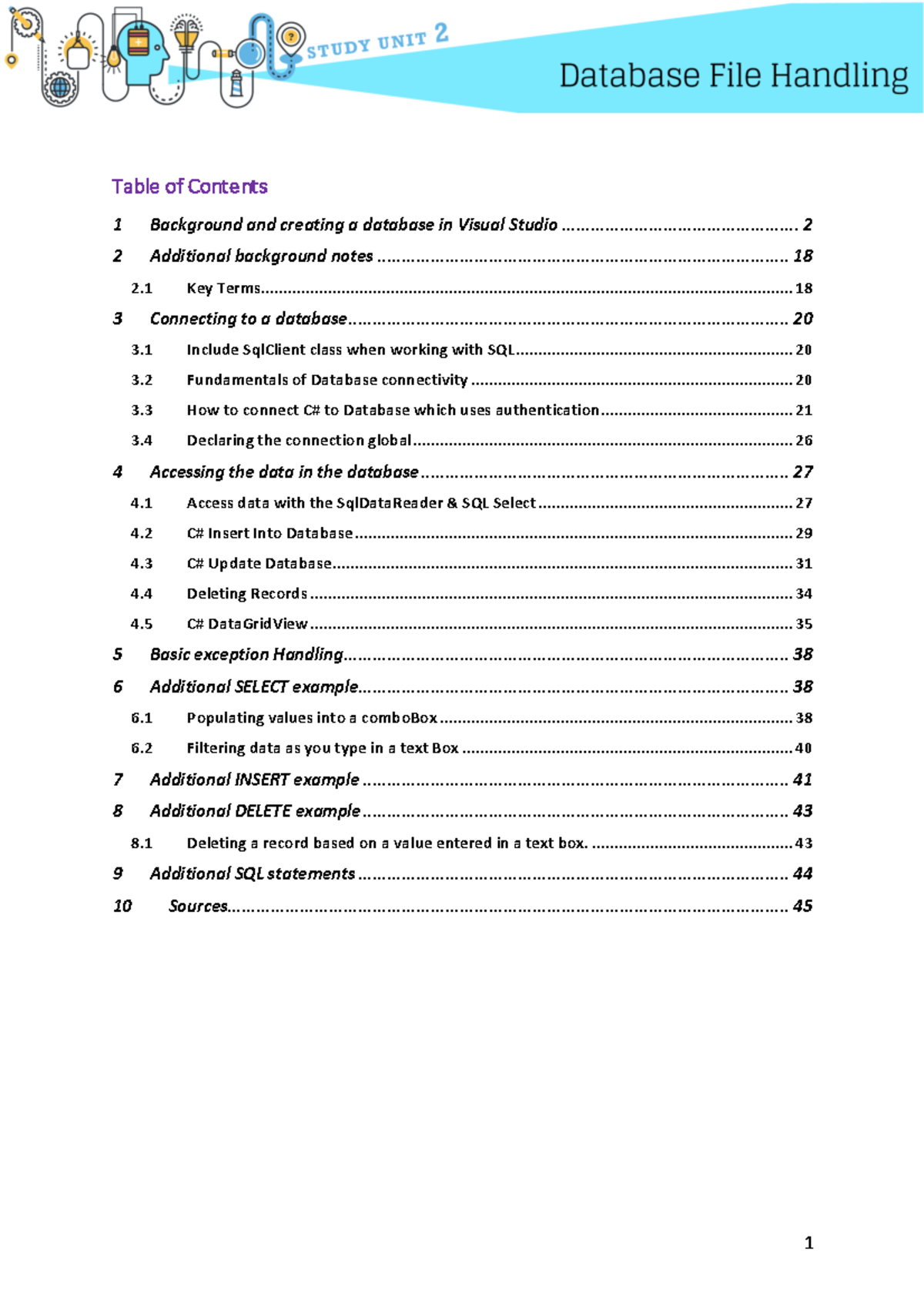SU 2 Database File Handling - Table of Contents 1 Background and ...
