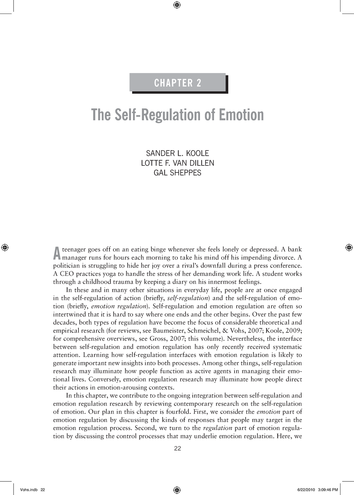 literature review of emotional self regulation