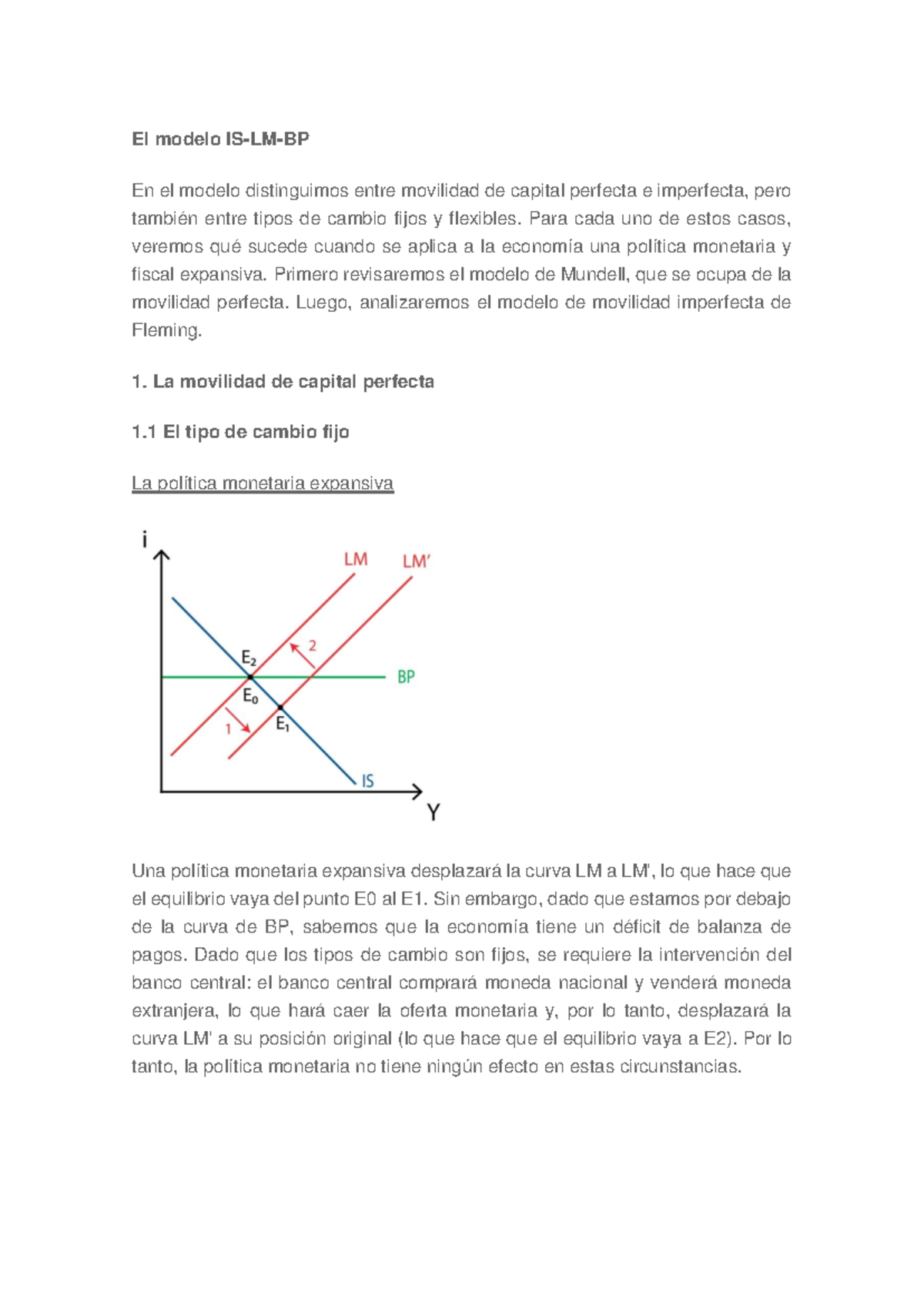 ESQUEMA IS LM BP - El Modelo IS-LM-BP En El Modelo Distinguimos Entre ...