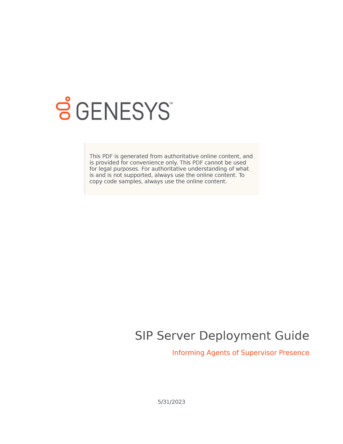 En-SIPS-8 - Genesys Deployment Supervision - Software Technology - Studocu