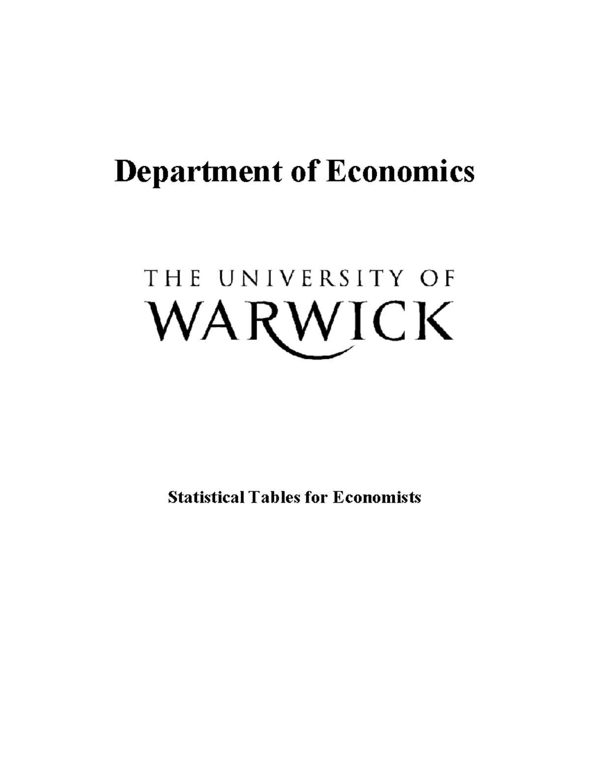 Statistical-tables - Bảng - Department of Economics Statistical Tables ...