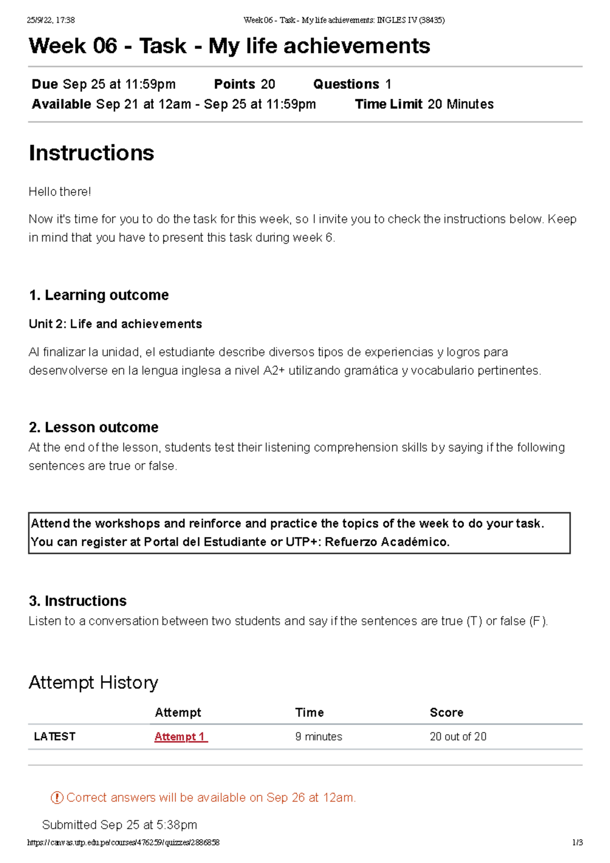 Week 06 - Task - My life achievements Ingles IV - 25/9/22, 17:38 Week ...