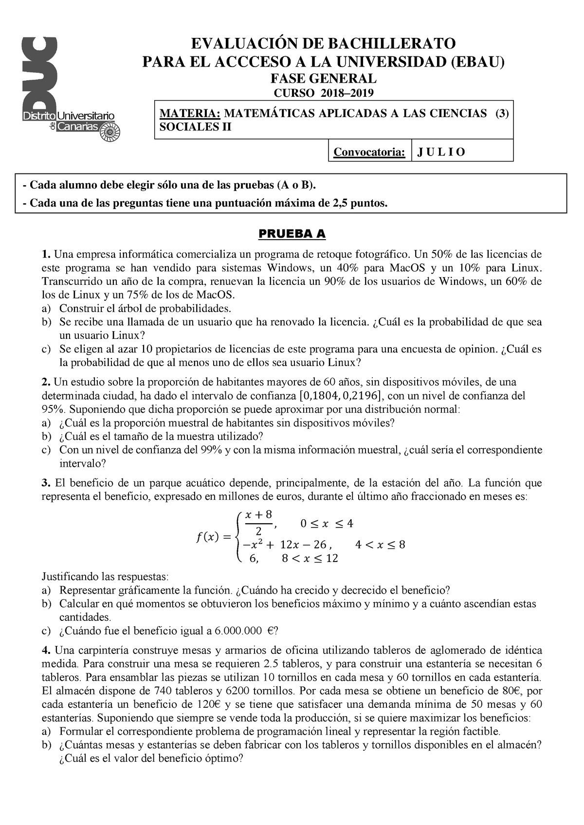 Examen Julio 2019 - EVALUACIÓN DE BACHILLERATO PARA EL ACCCESO A LA ...