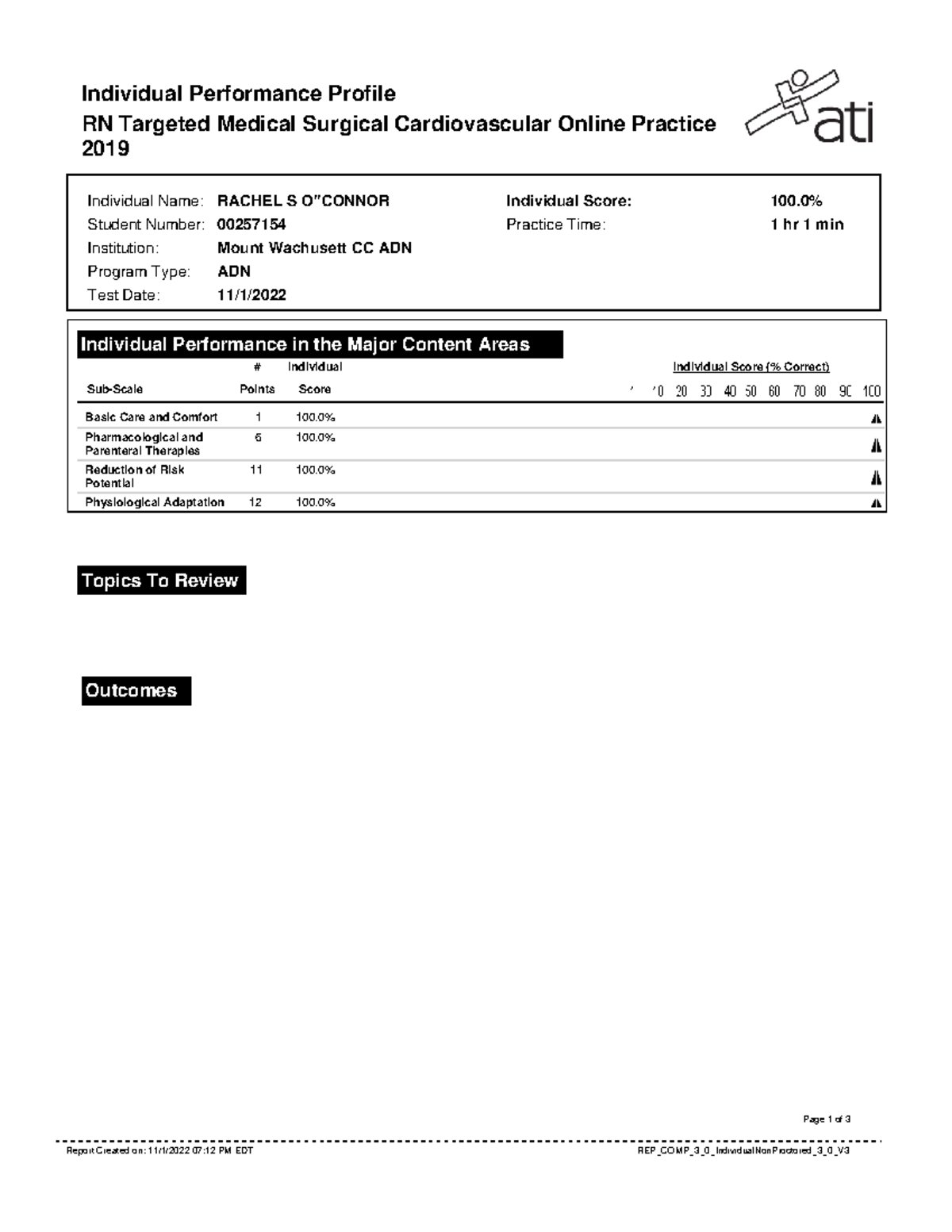 ATI Cardiac Practice Assessment - Individual Performance Profile RN ...