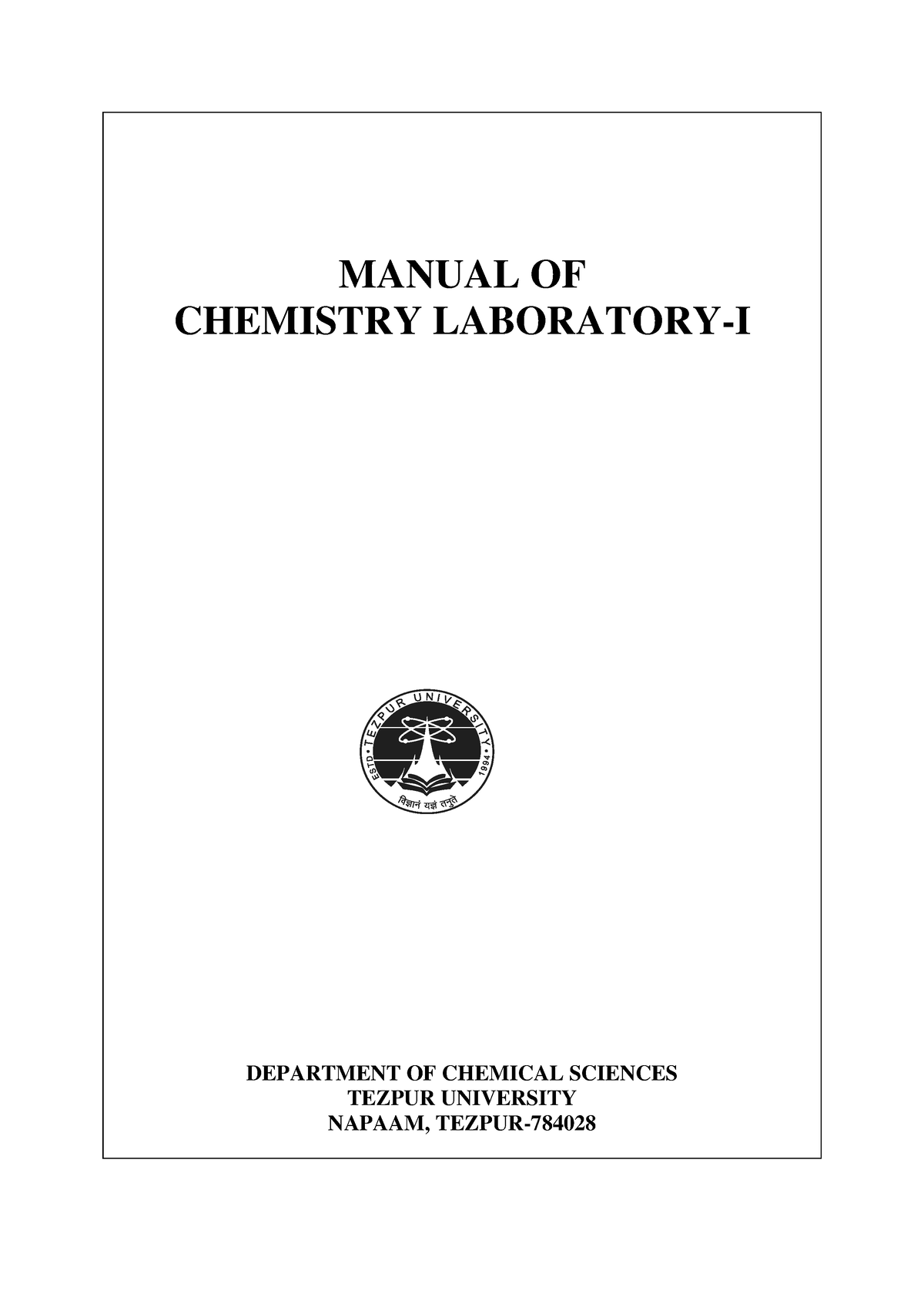 Manual Of Chemistry Laboratory MSc BSc BEd 1st Semester - MANUAL OF ...