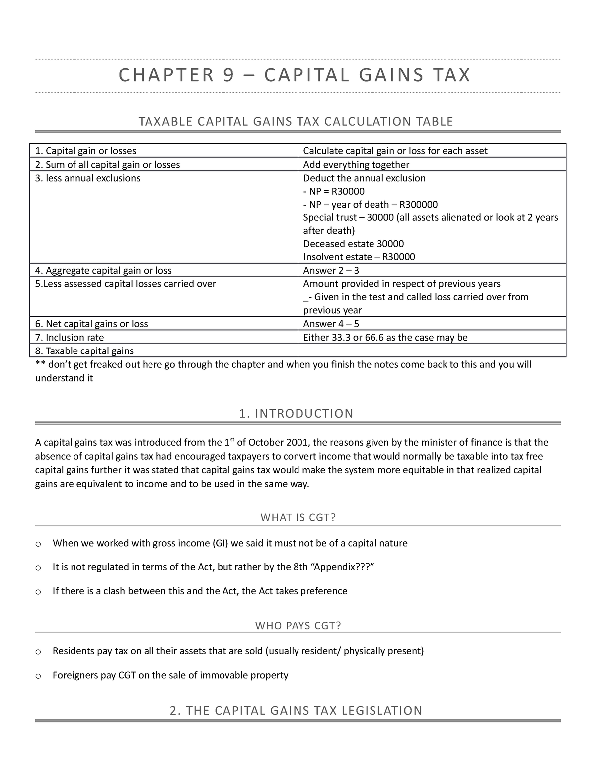 Chapter 9 - Capital Gains TAX - C H A P T E R 9 – C A P I TA L G A I N ...