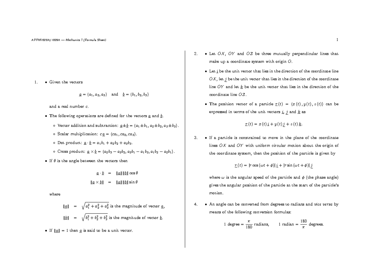 Test3 fs sample - Test 3 mechanics - APPM1028A/1029A — Mechanics I ...