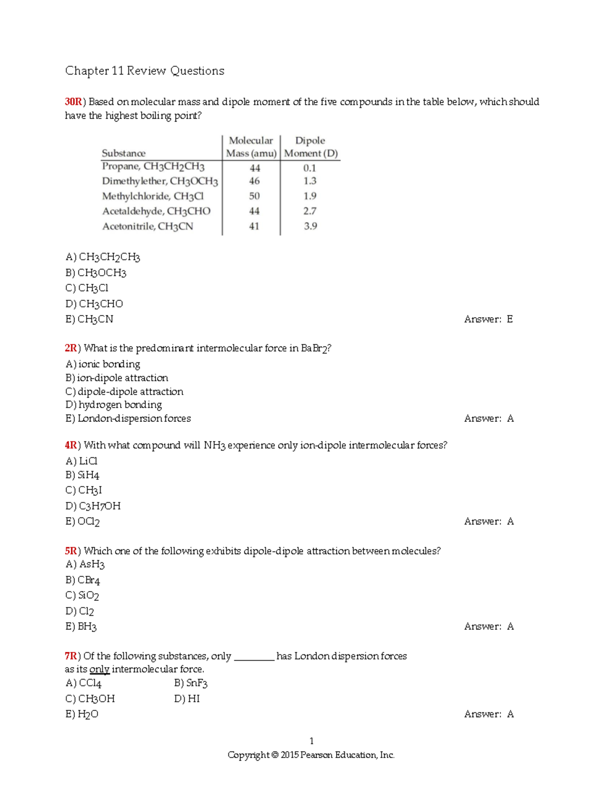 Chap11 Review Questions - 1 Copyright © 2015 Pearson Education, Inc ...