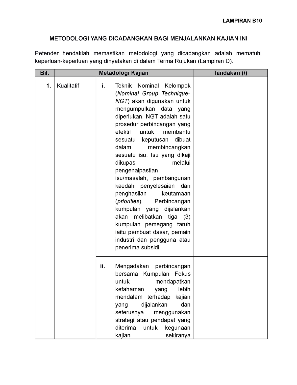 Lampiran B10 Metodologi Yang Dicadangkan - LAMPIRAN B METODOLOGI YANG ...