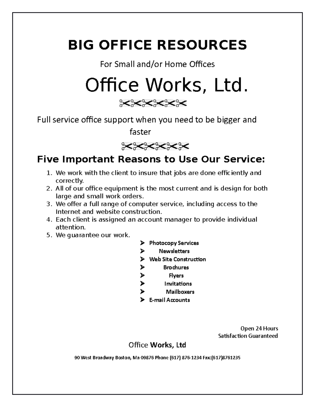 BIG Office Resources Vangelyn BIG OFFICE RESOURCES For Small and/or Home Offices Office Works