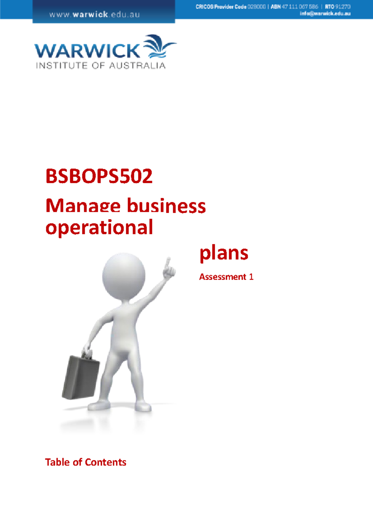 Assessment 1 Bsbops 502 - BSBOPS Manage business operational plans ...