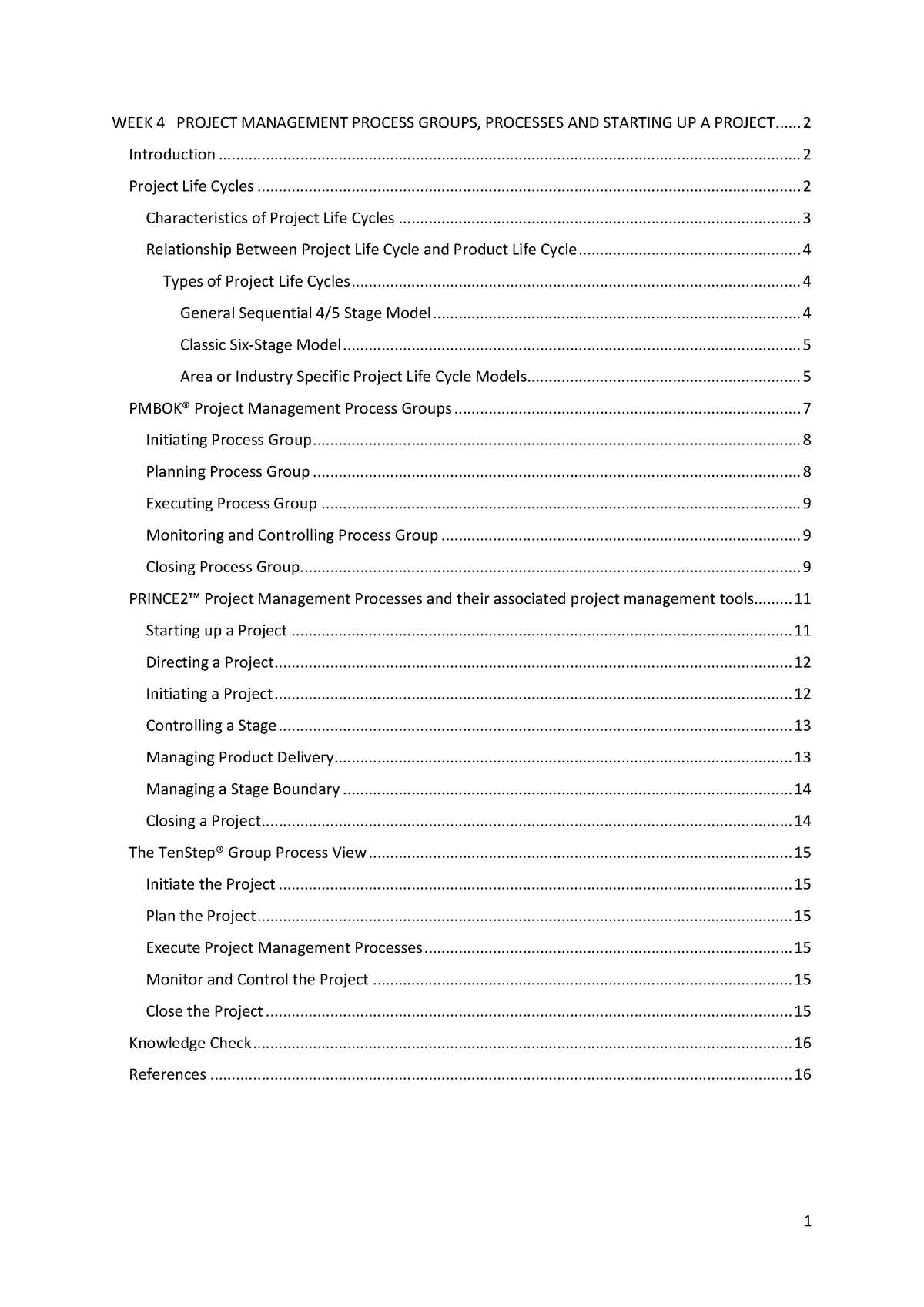 Module 04 Notes Process Groups Processes and Project Start Up Warning