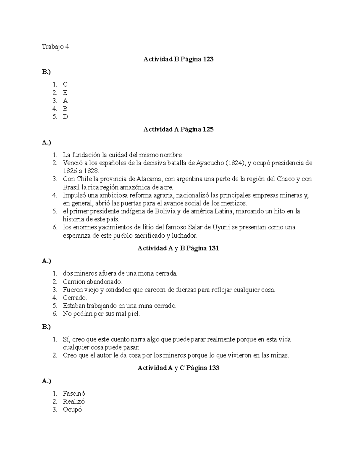 Trabajo 4 - Trabajo 4 Actividad B Página 123 B.) C E A B D Actividad A ...