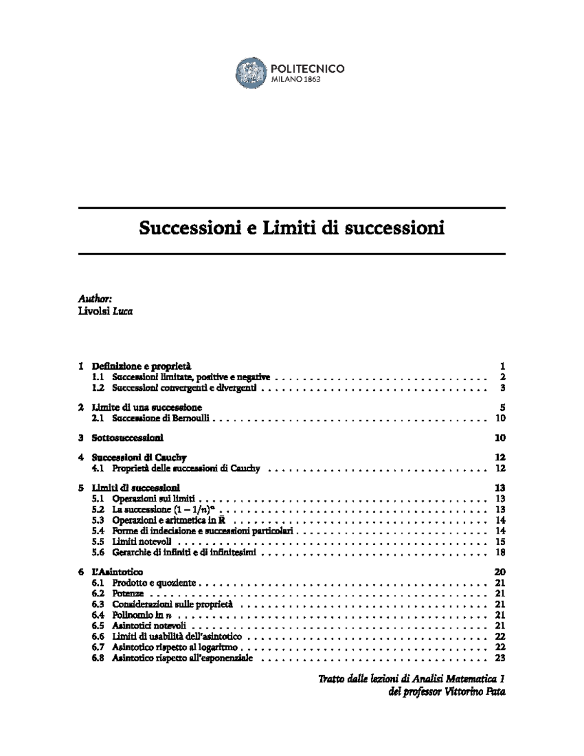 Successioni - .............................. 2 1 Successioni ...