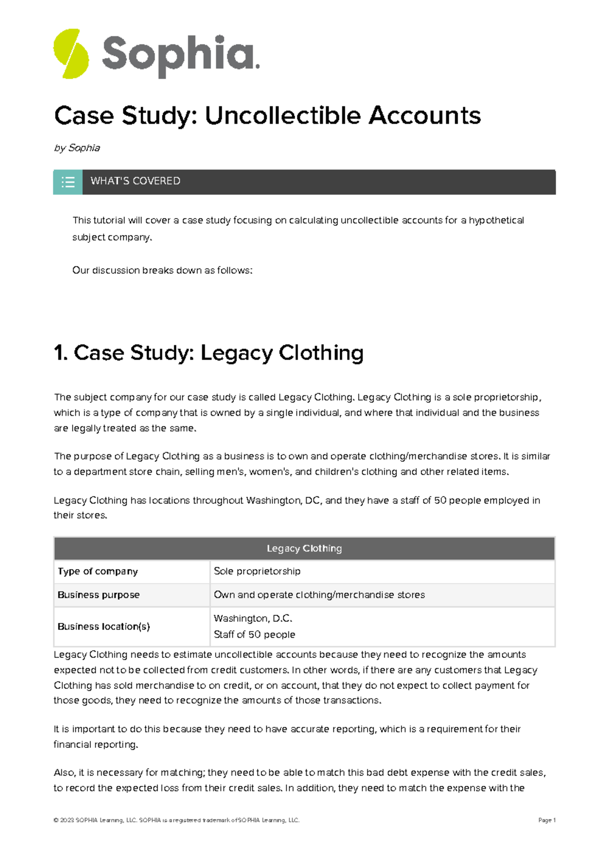 Case study uncollectible accounts 2 - Case Study: Uncollectible ...