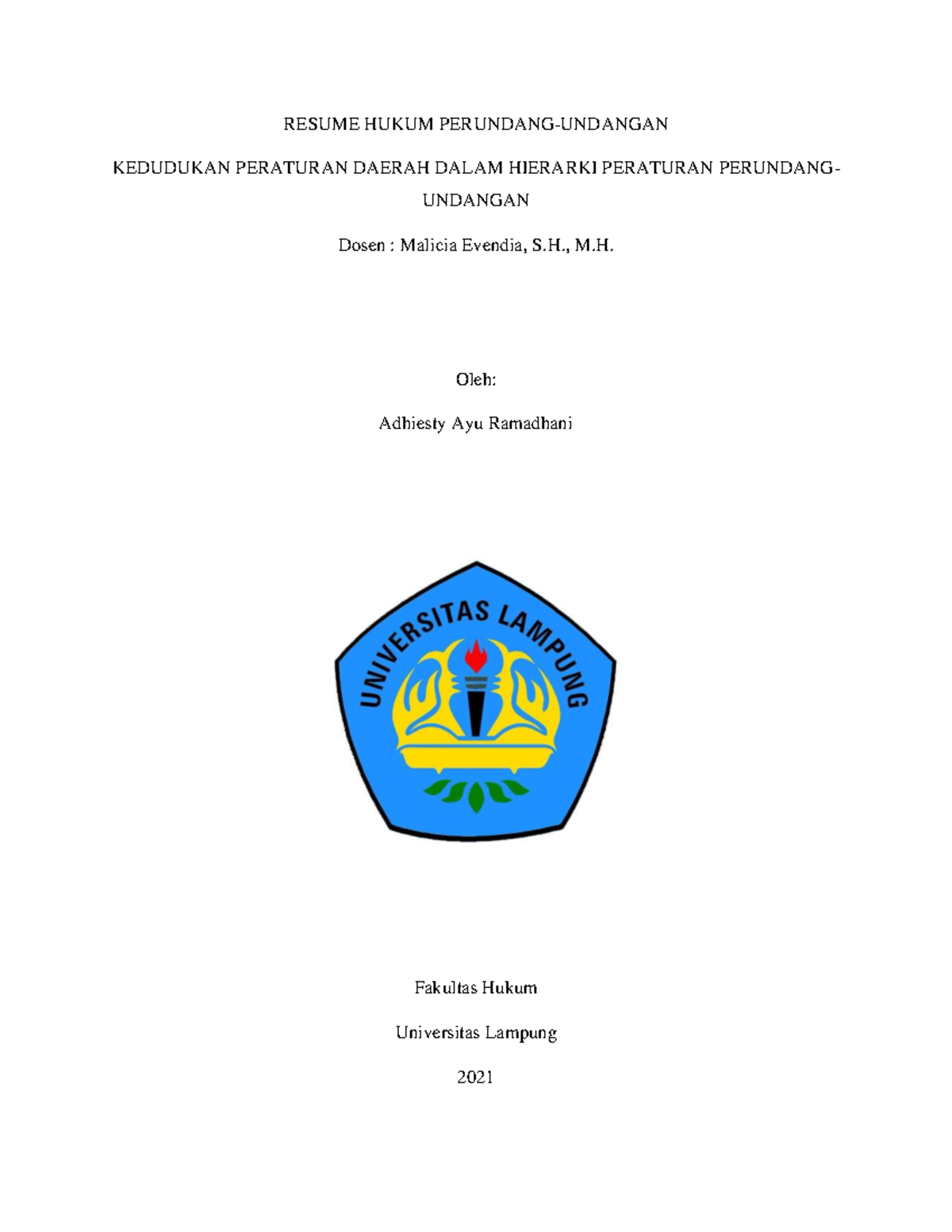 Hukum Perundang-Undangan - RESUME HUKUM PERUNDANG-UNDANGAN KEDUDUKAN ...