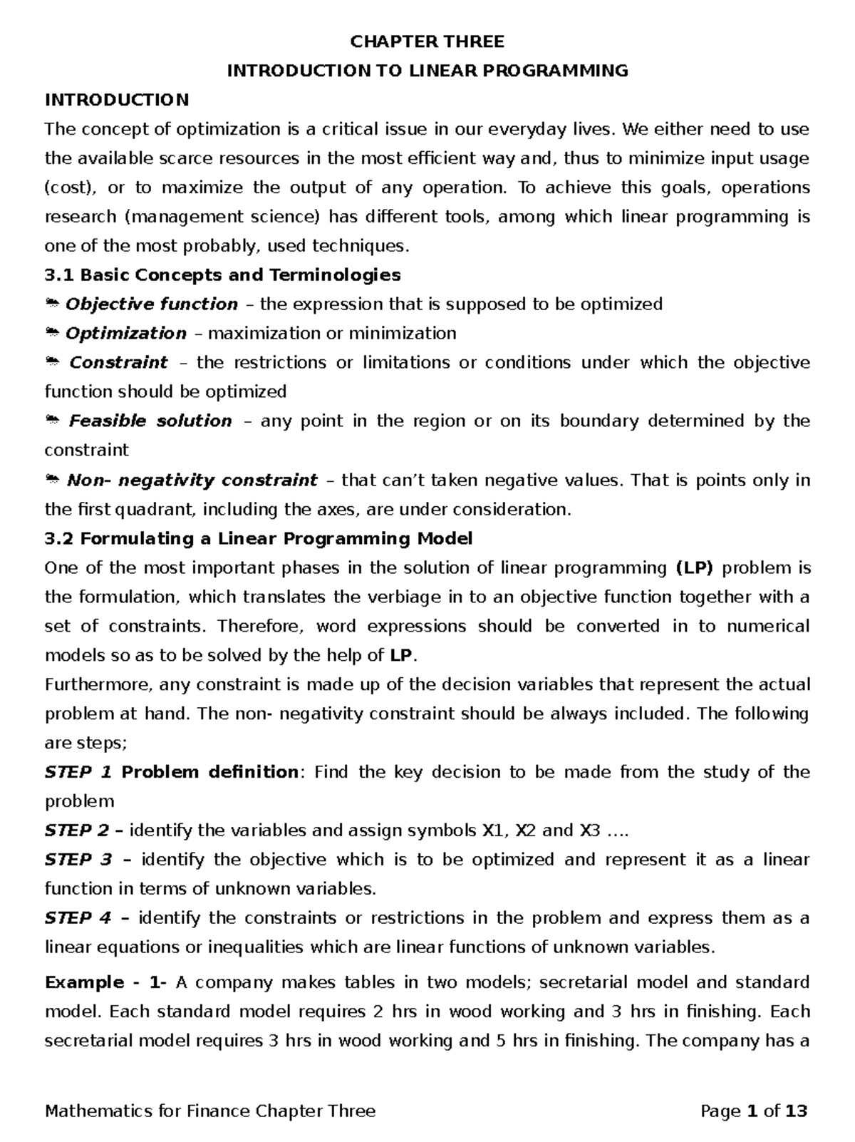 Chapter Three edited handout 2 - CHAPTER THREE INTRODUCTION TO LINEAR ...
