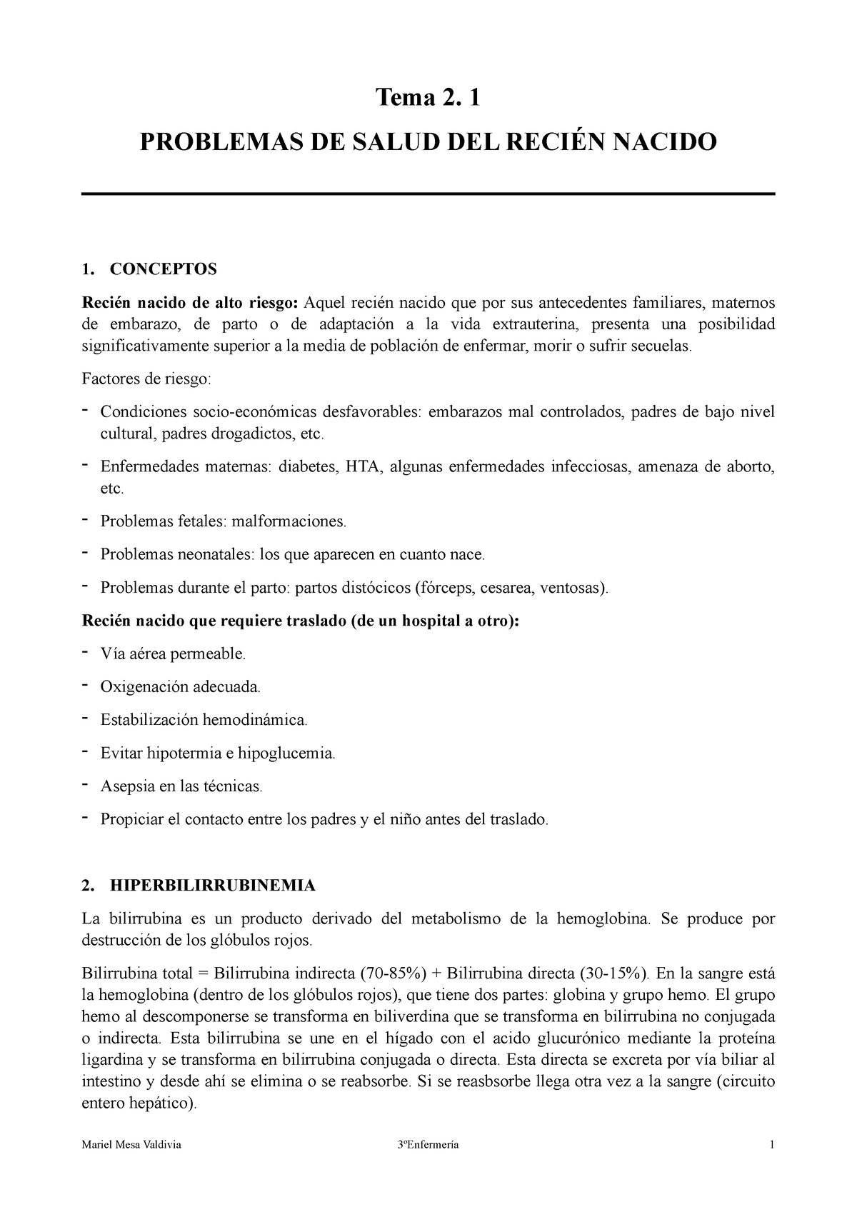 TEMA 2.1 Pedia Imprimir - Tema 2. 1 PROBLEMAS DE SALUD DEL RECIÉN ...