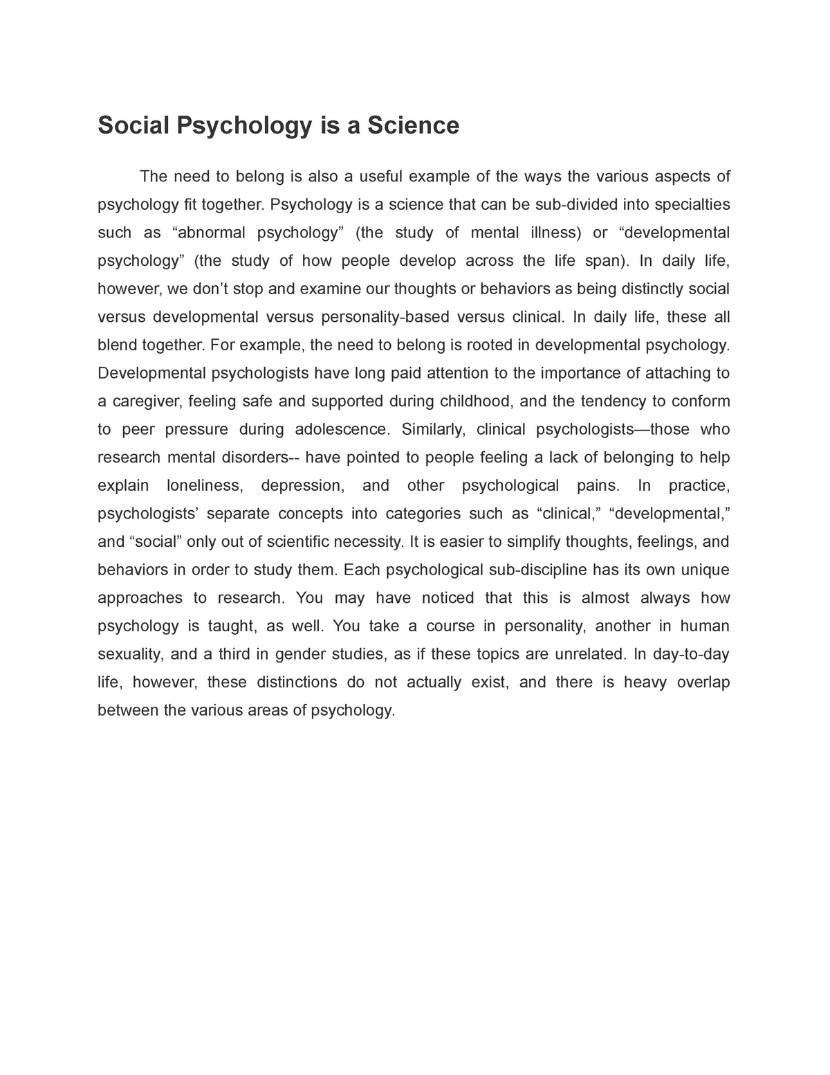 Social Psychology As Science - BS Psychology - Studocu