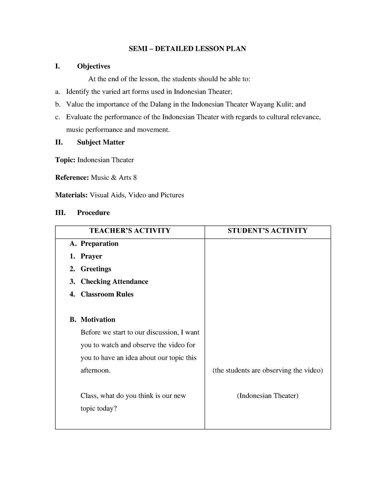 Mapeh Semi Detailed Lesson Plan Semi Detailed Lesson - Mores.pics