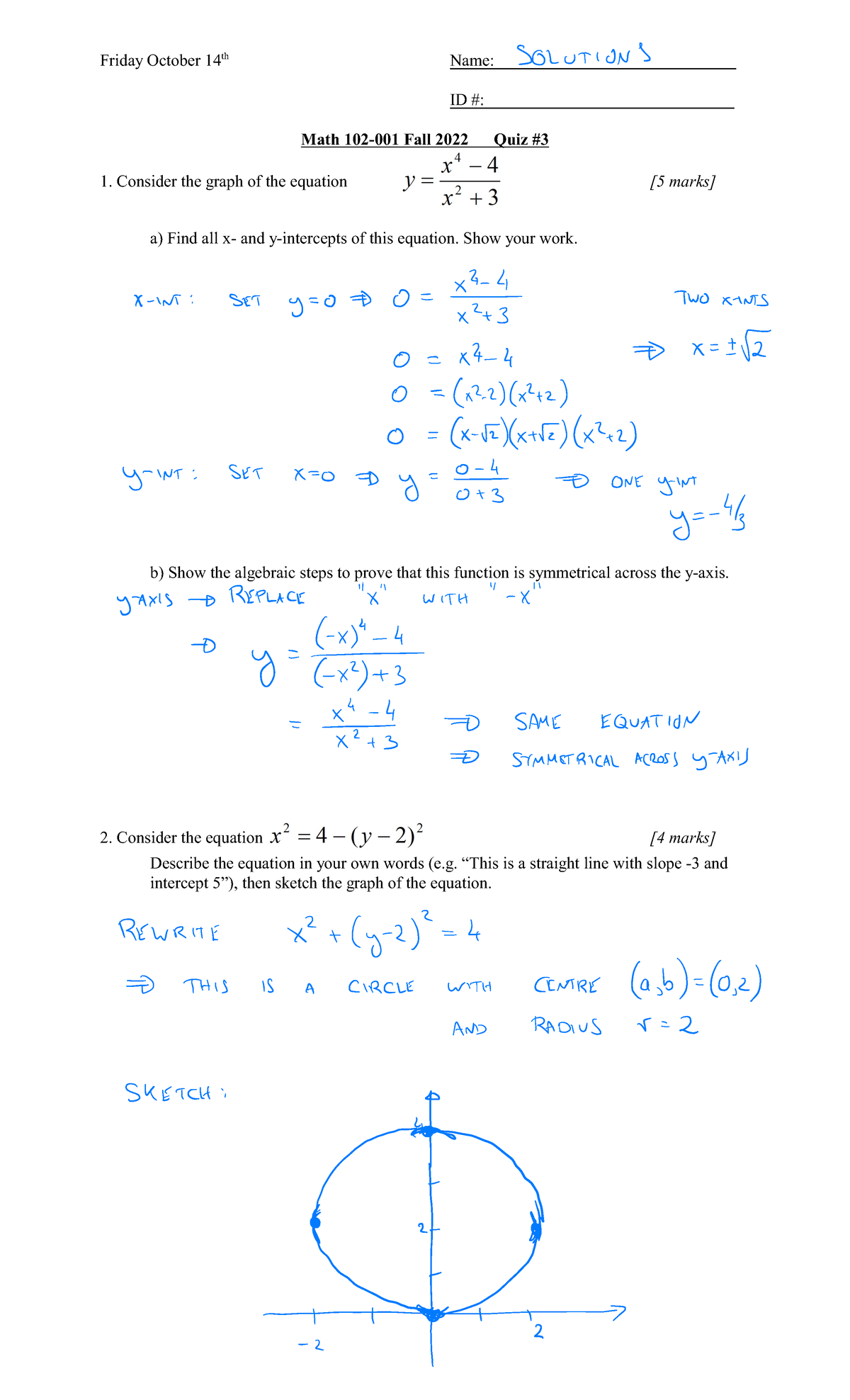 M102quiz3 Solution - practice for quiz and exam - Friday October 14th ...