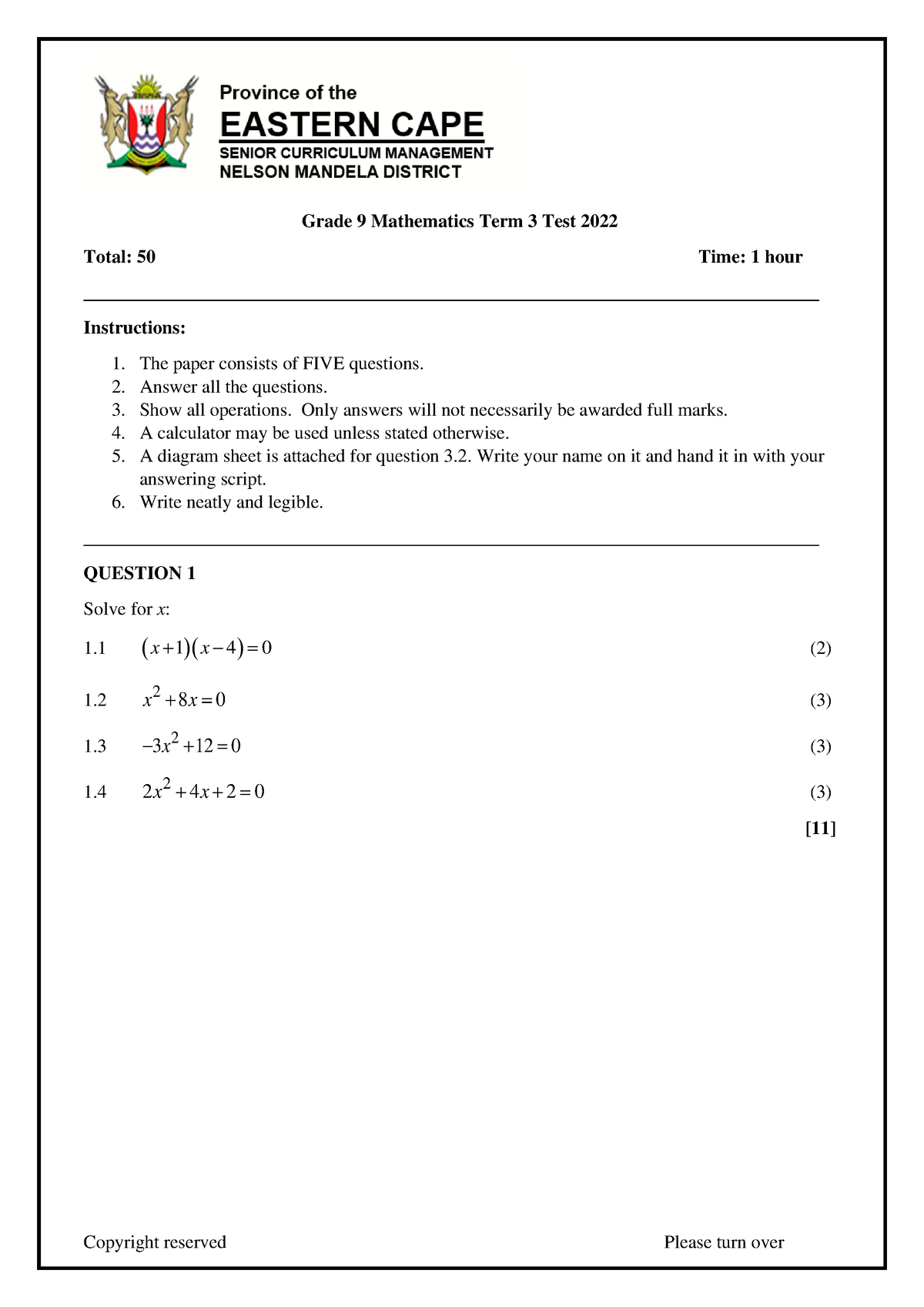 mathematics grade 9 term 2 assignment 2022