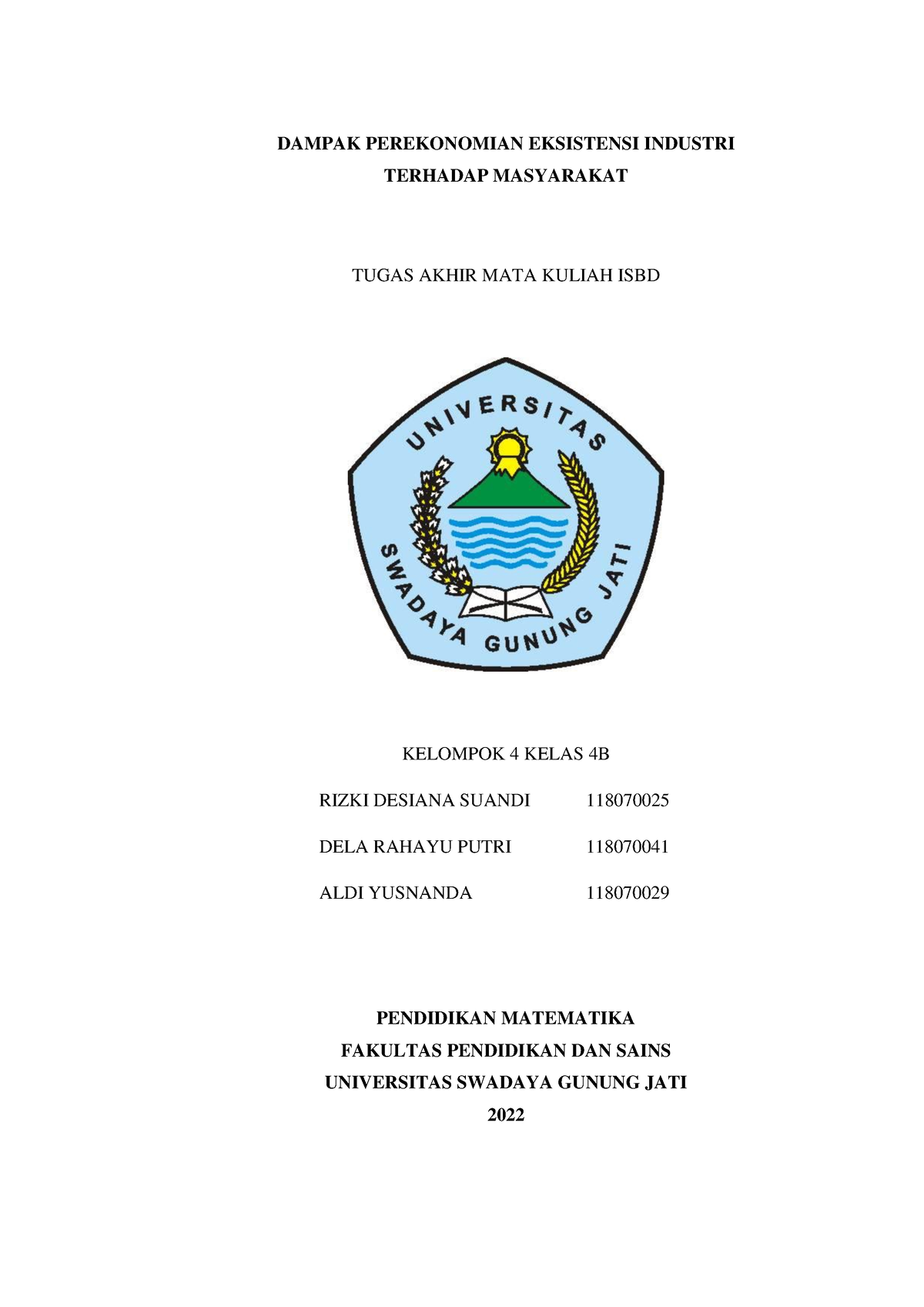 ISBD 5 - Hasil Analisis Tentang Dampak Perekonomian Pada Kawasan ...