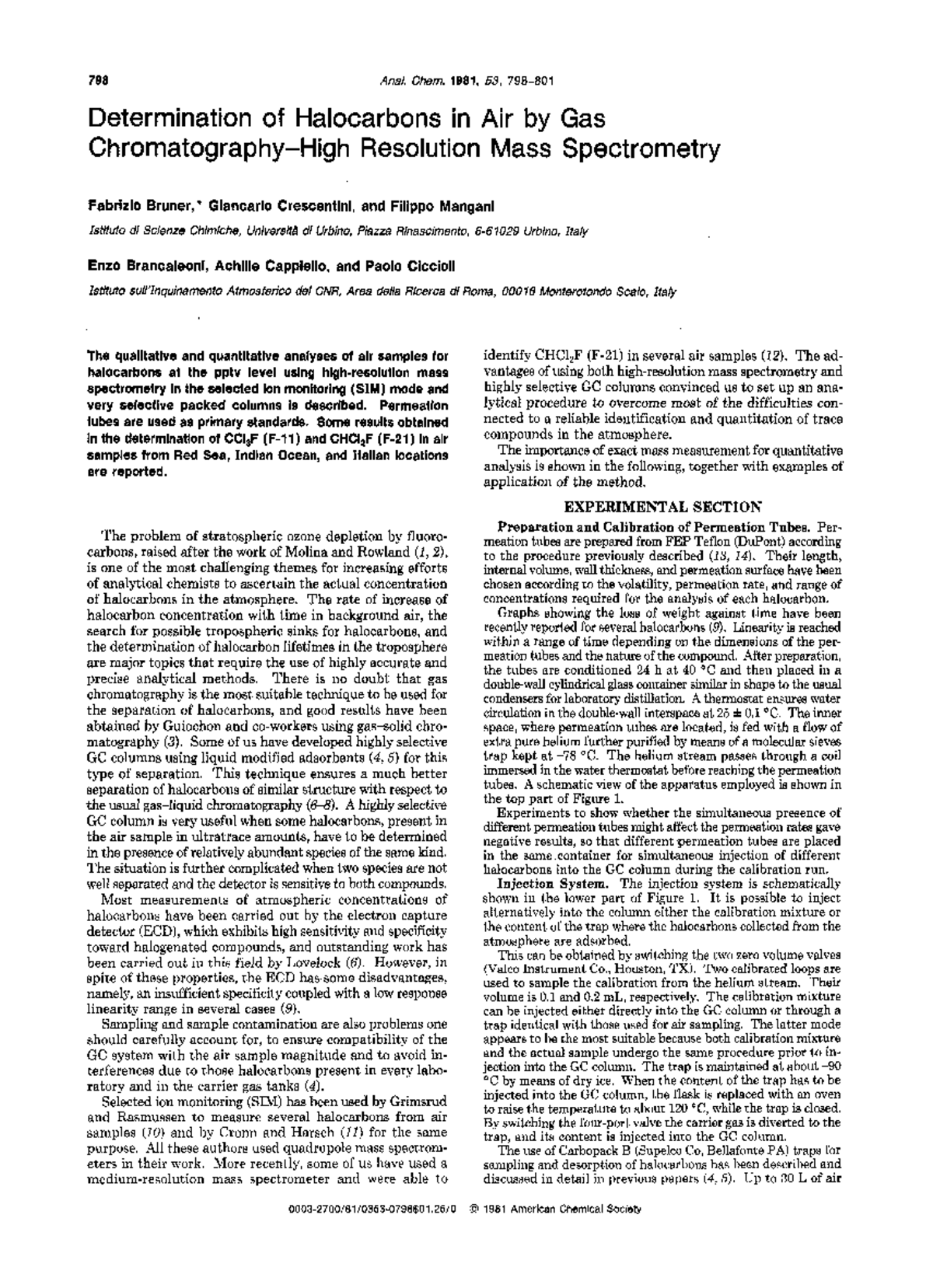 Determination of halocarbons in air by g 798 Anal. Chem